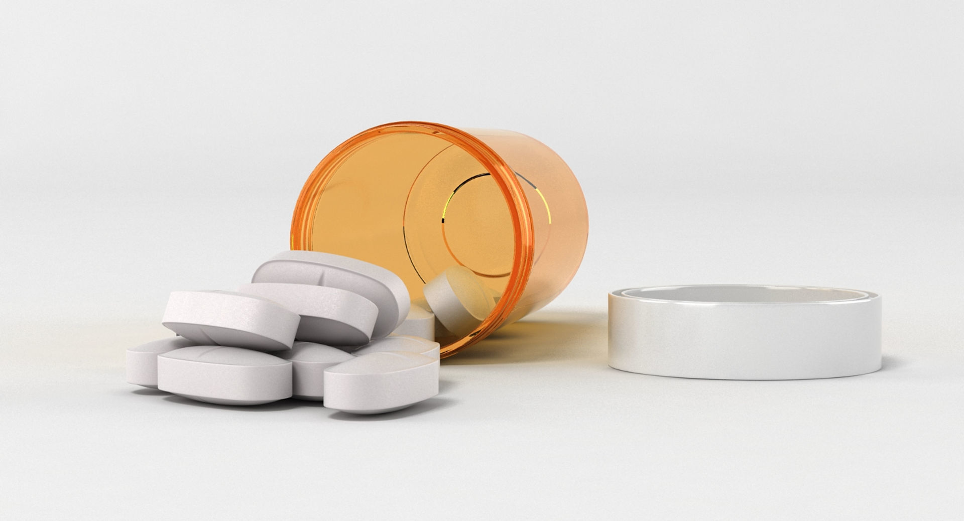 Medicine Bottle and Tablets 3D model_2