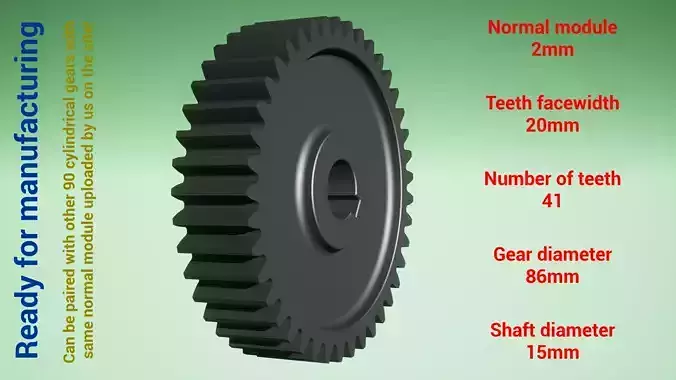 Cylindrical gear - paired - z41 m2 D86 d15