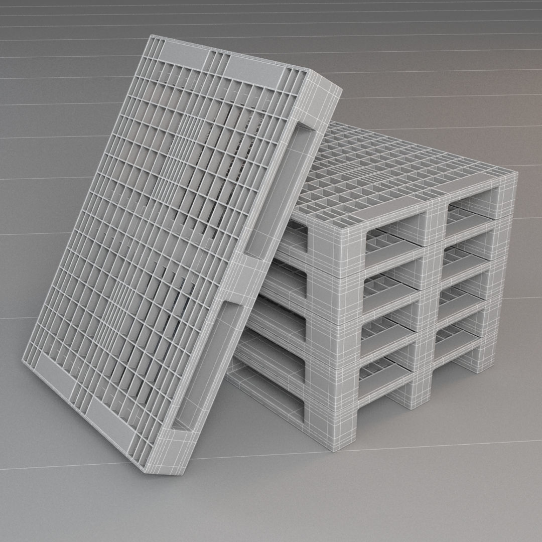 Plastic Delivery Pallet 3D model_4