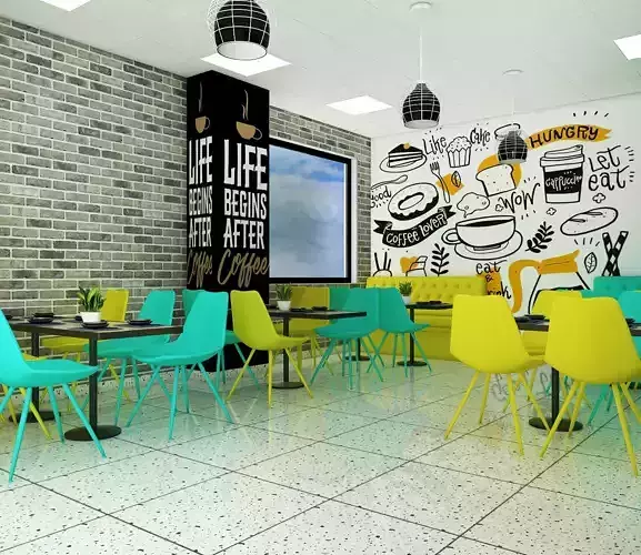 cafetaria coffee shop interior design 3D model