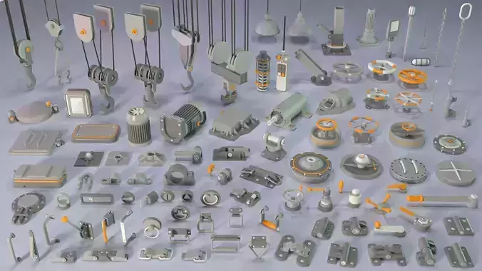 Industrial Kitbash 5 - 100 pieces 3D model
