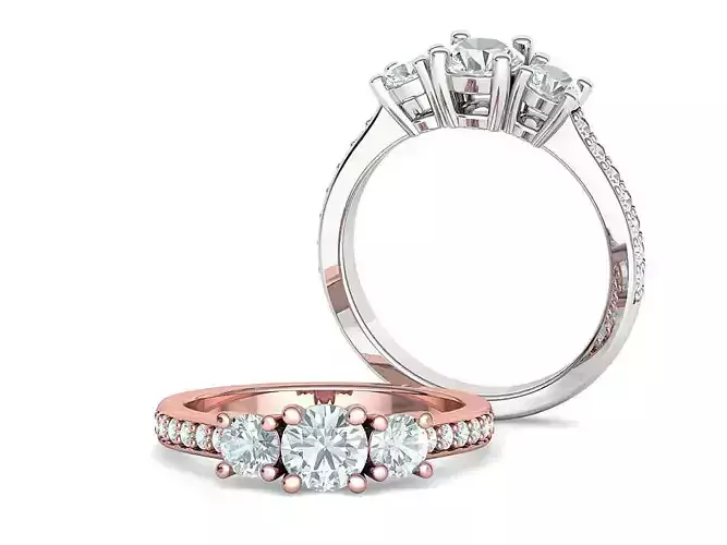  THREE STONE Engagement Ring 3dmodel Promise Ring 3D print model