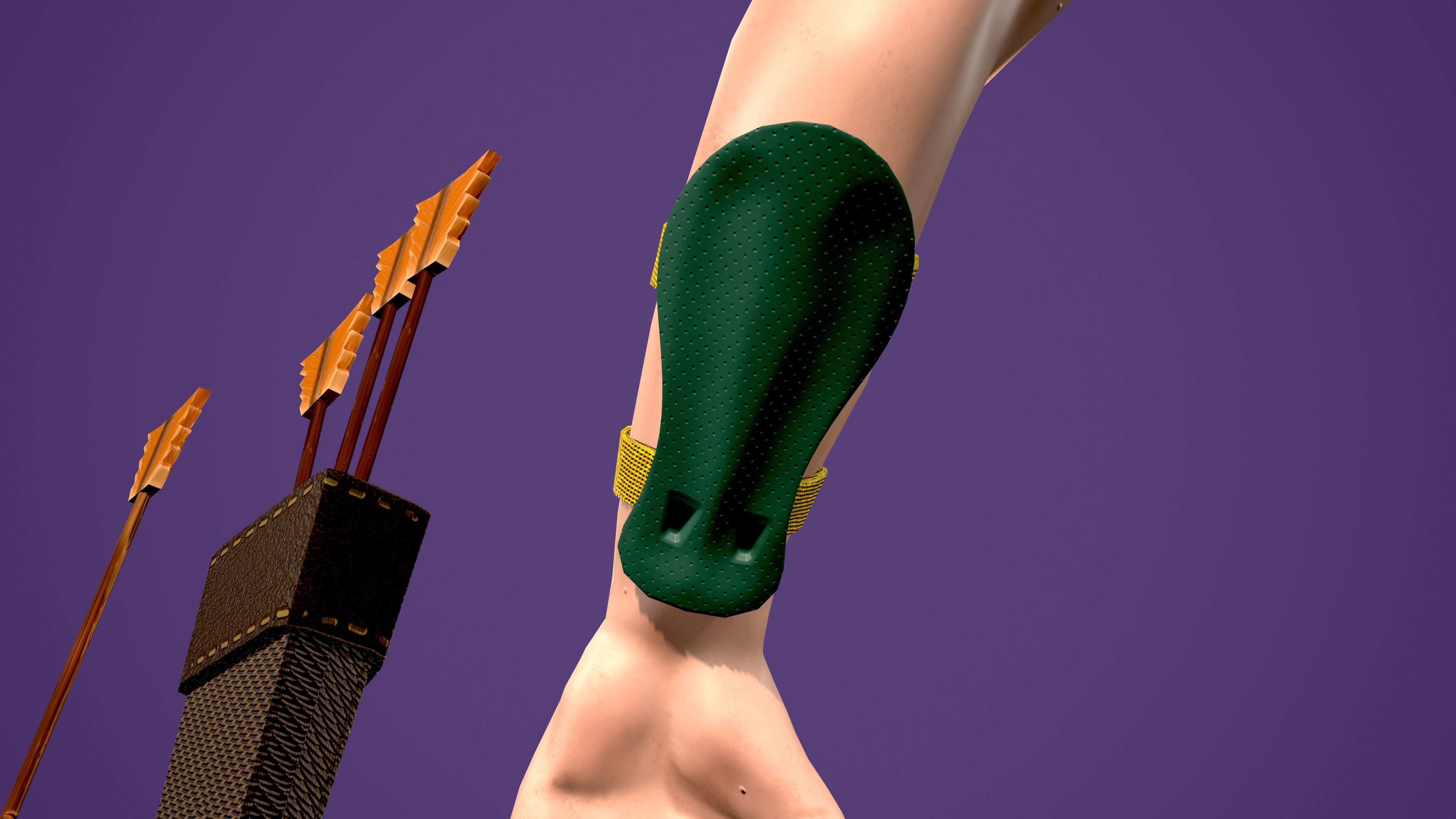 Archer man with bow and arrow Low-poly 3D model_9