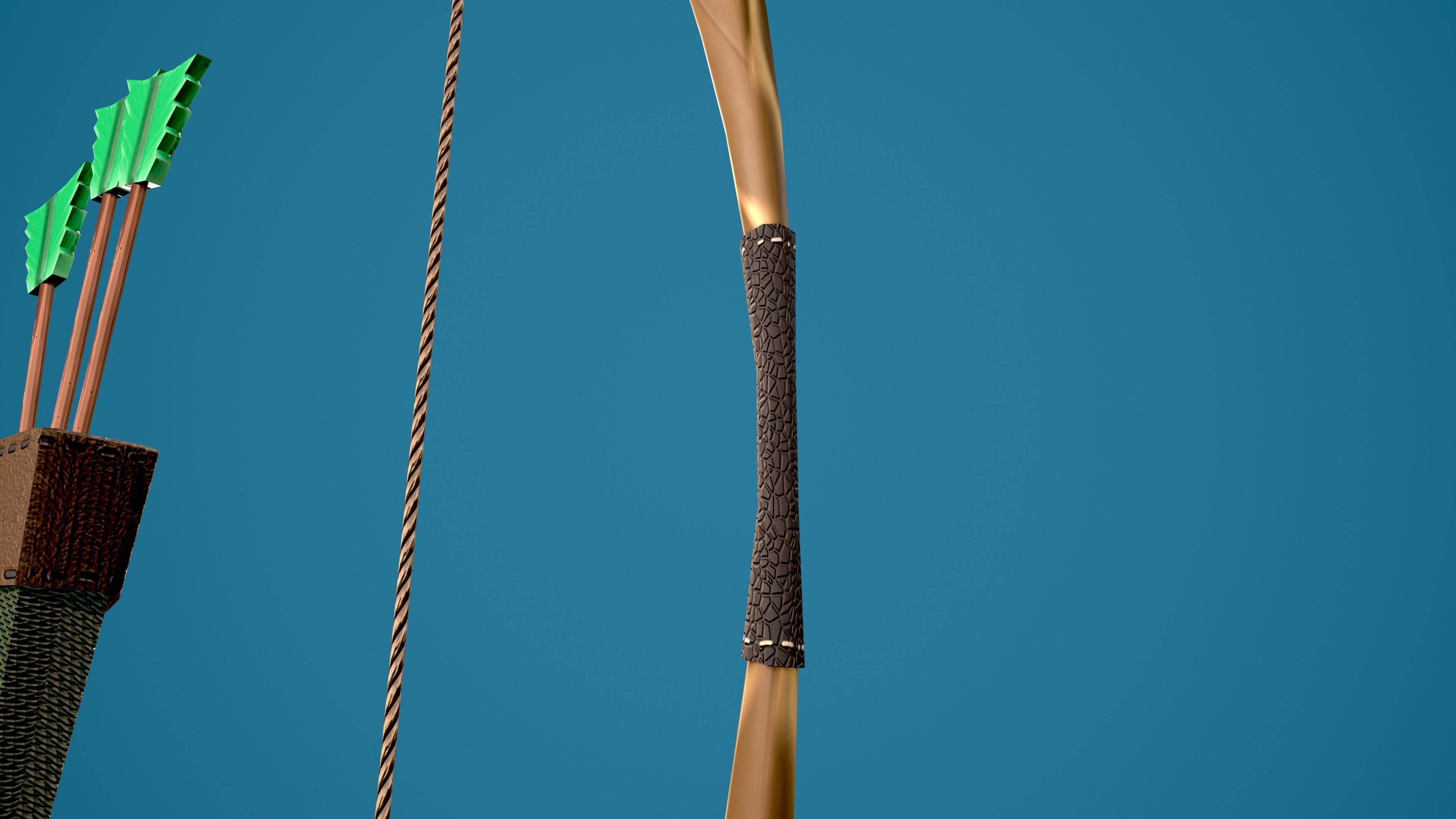 Archer man with bow and arrow Low-poly 3D model_11