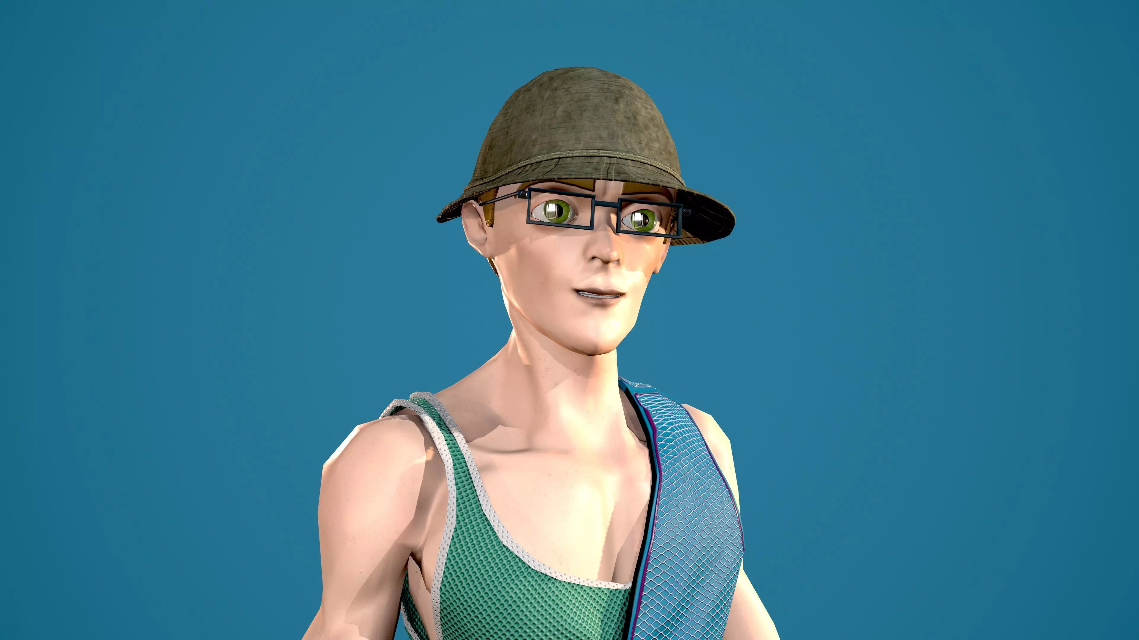 Archer man with bow and arrow Low-poly 3D model_0