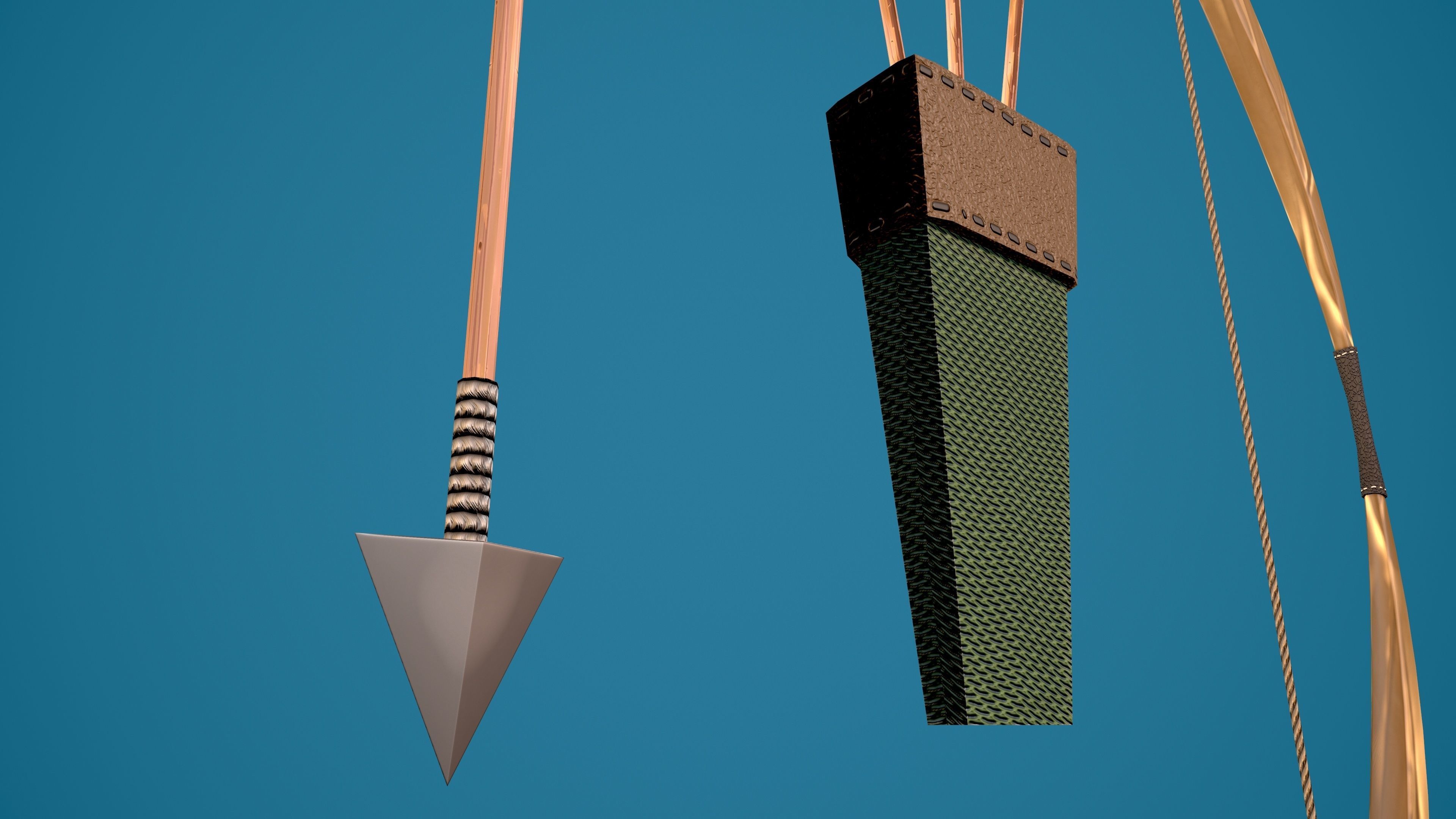 Archer man with bow and arrow Low-poly 3D model_13