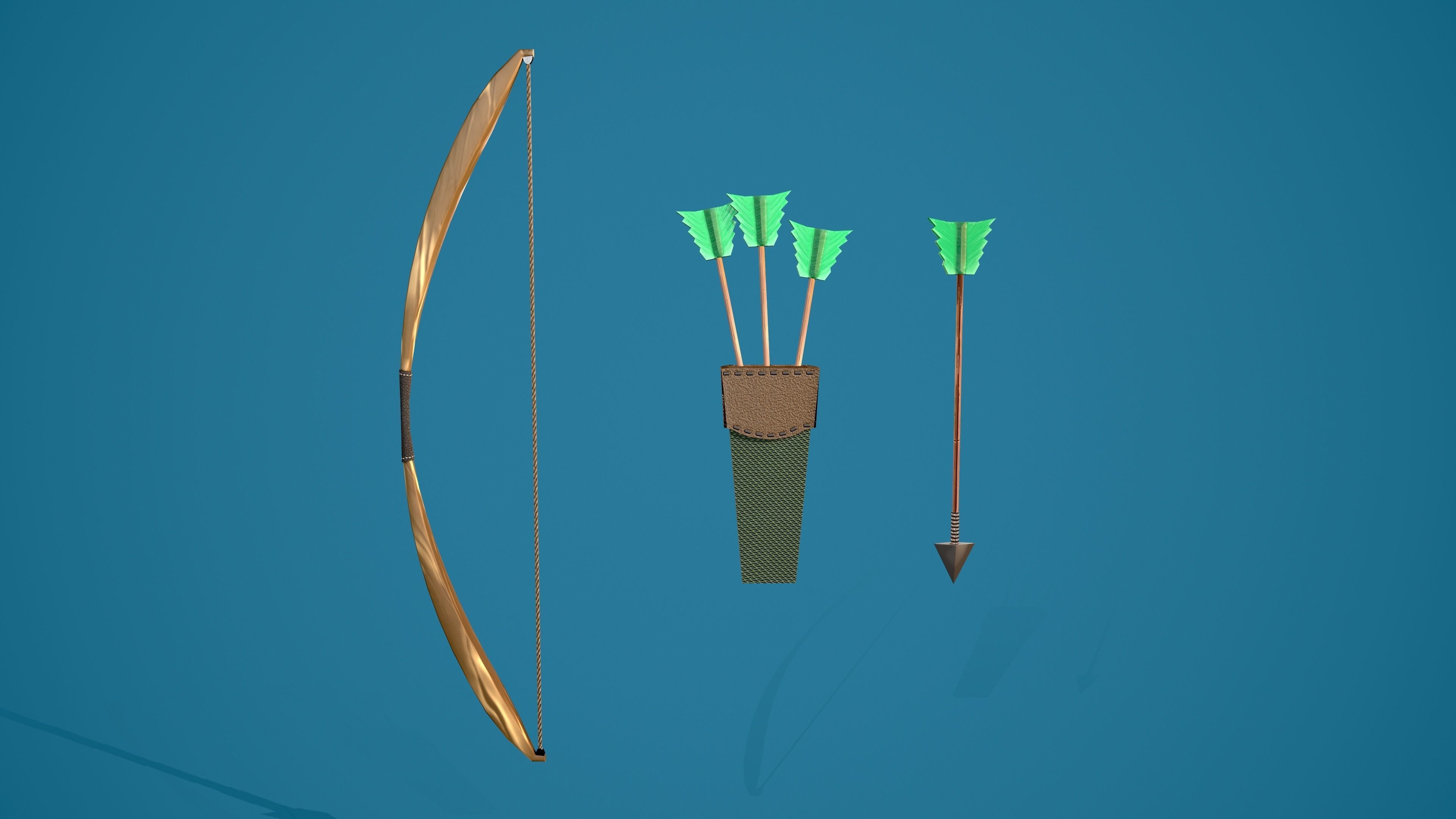 Archer man with bow and arrow Low-poly 3D model_12