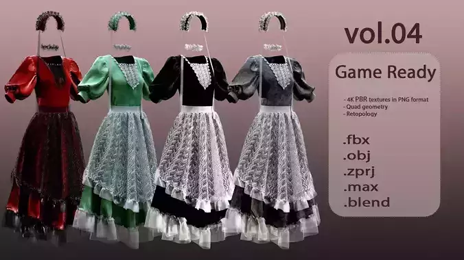 vintage classic Dress-vol-04 -Game Ready