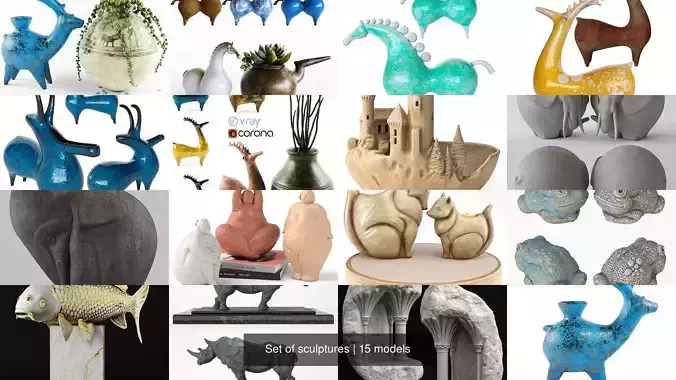 Set of sculptures 3D Model Collection
