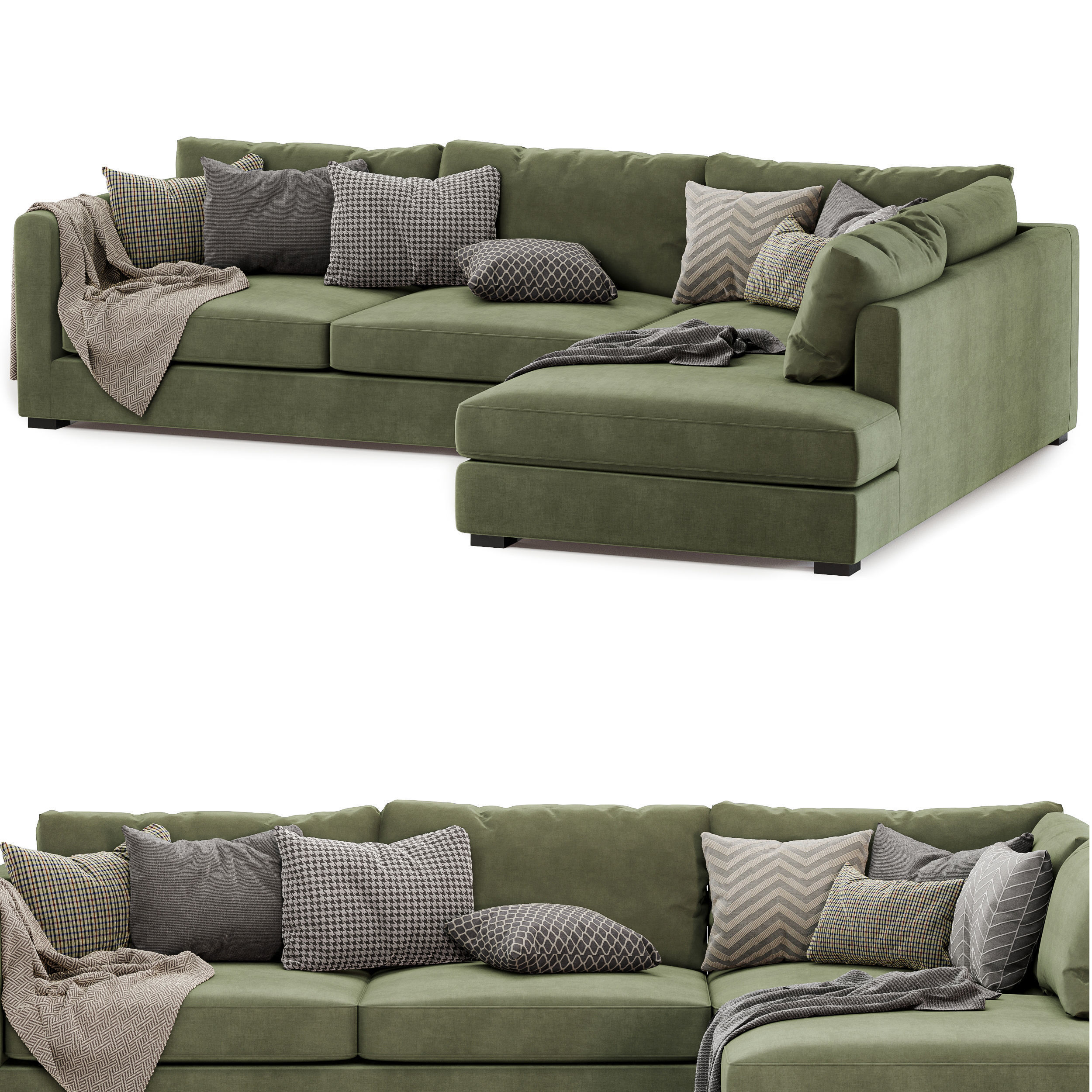 Blake Large Open End Corner Sofa 3D model_2