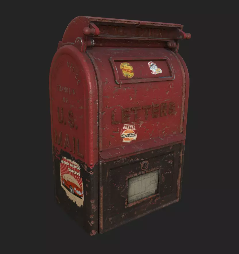 old us mailbox Low-poly 3D model_0