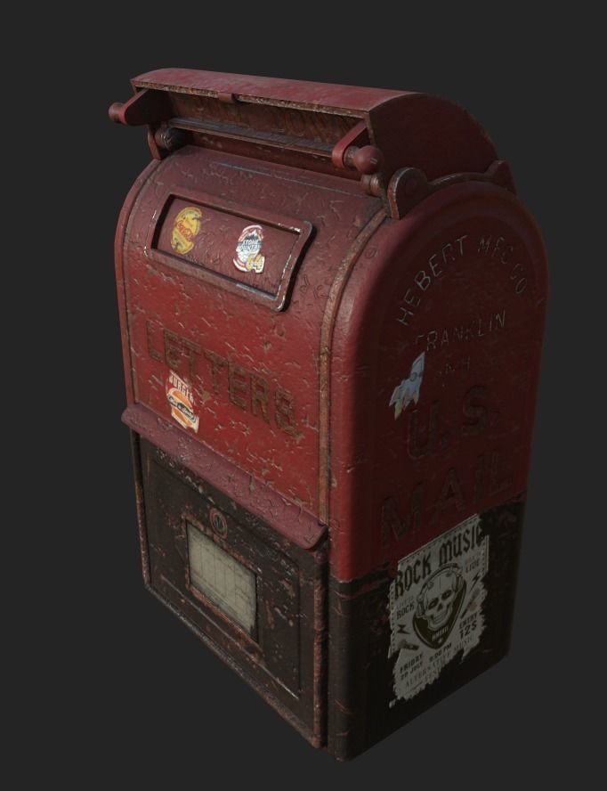 old us mailbox Low-poly 3D model_3