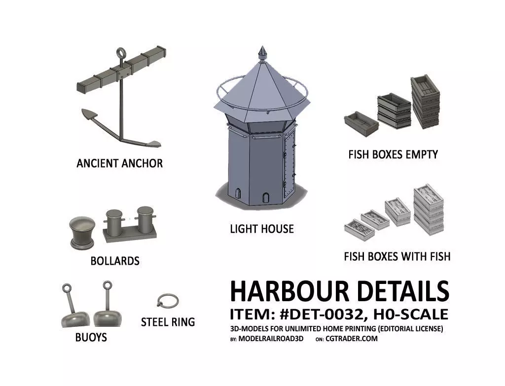 DET-0032 Harbour Detail set H0-scale 3D print model 3D print model_0