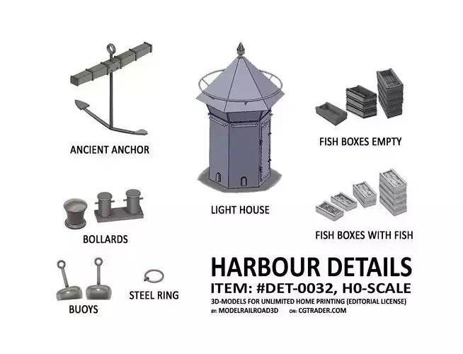 DET-0032 Harbour Detail set H0-scale 3D print model 3D print model