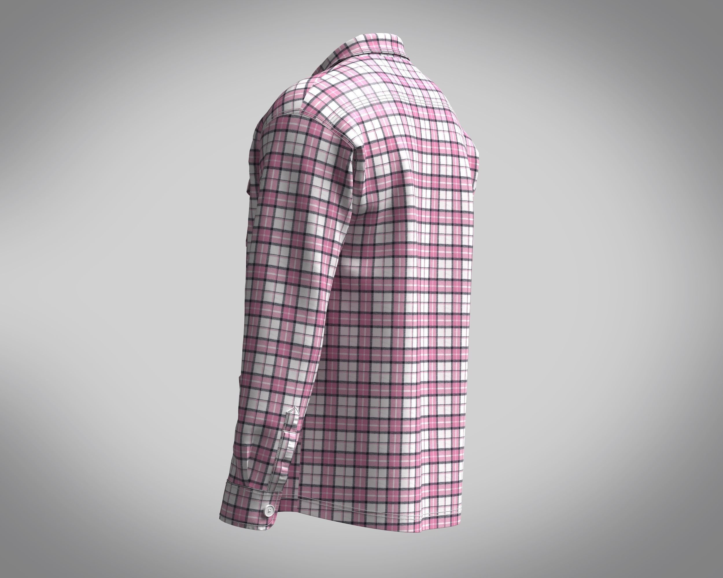 Shacket Pink Check  3D model_4