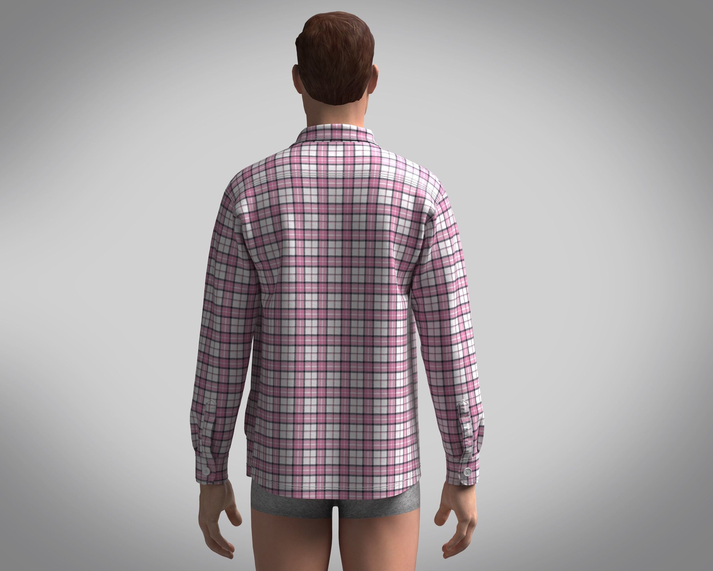 Shacket Pink Check  3D model_7