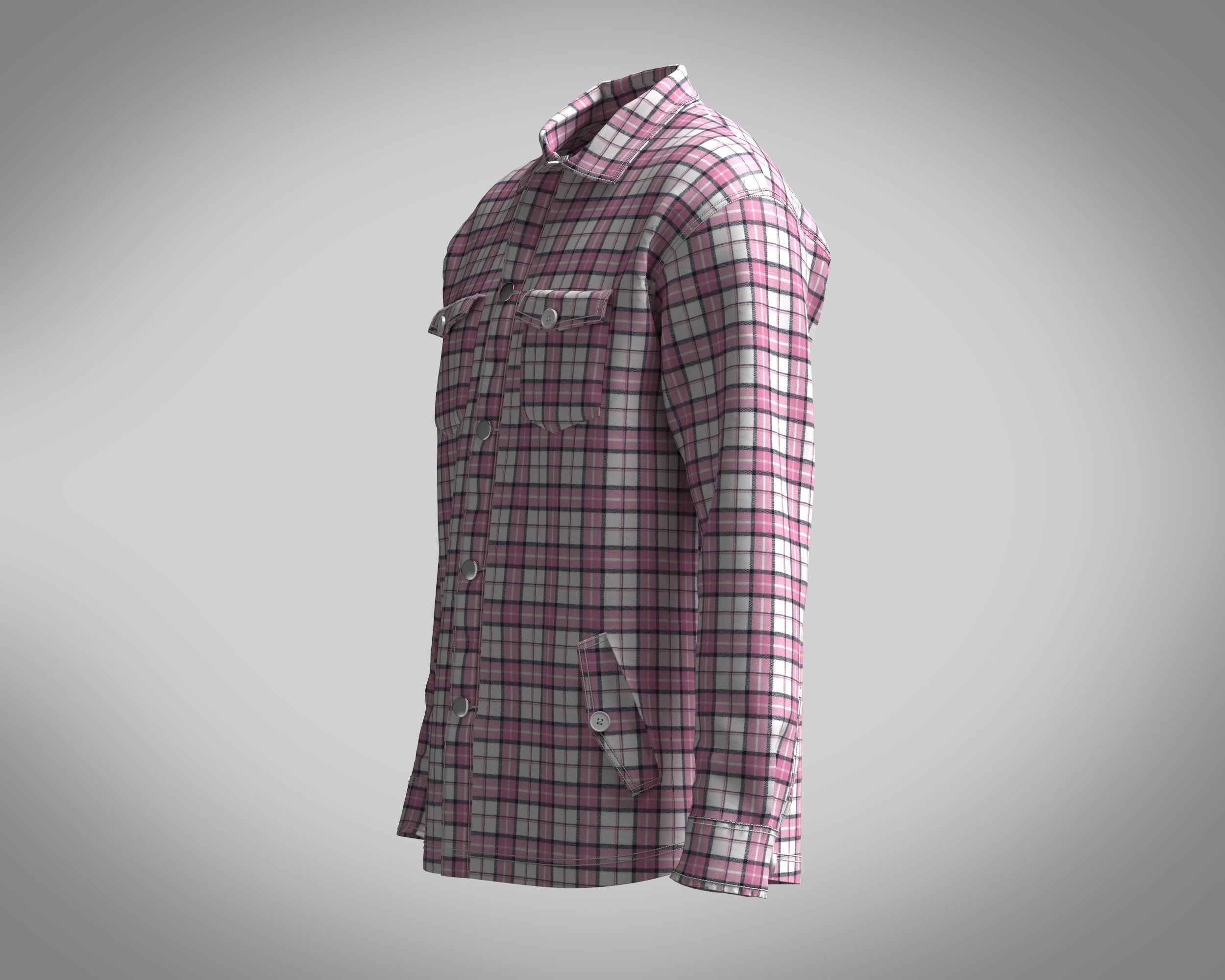 Shacket Pink Check  3D model_5