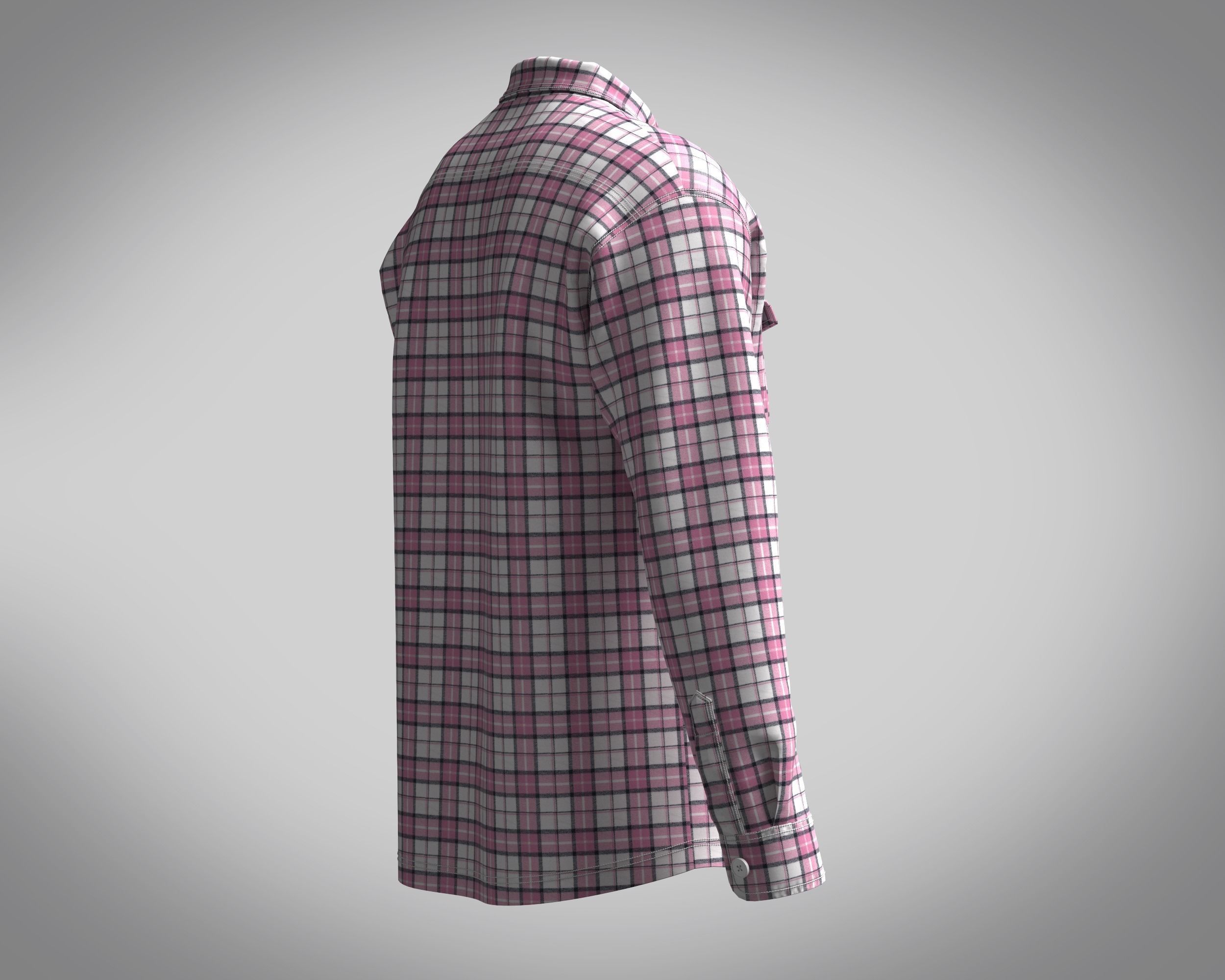 Shacket Pink Check  3D model_2