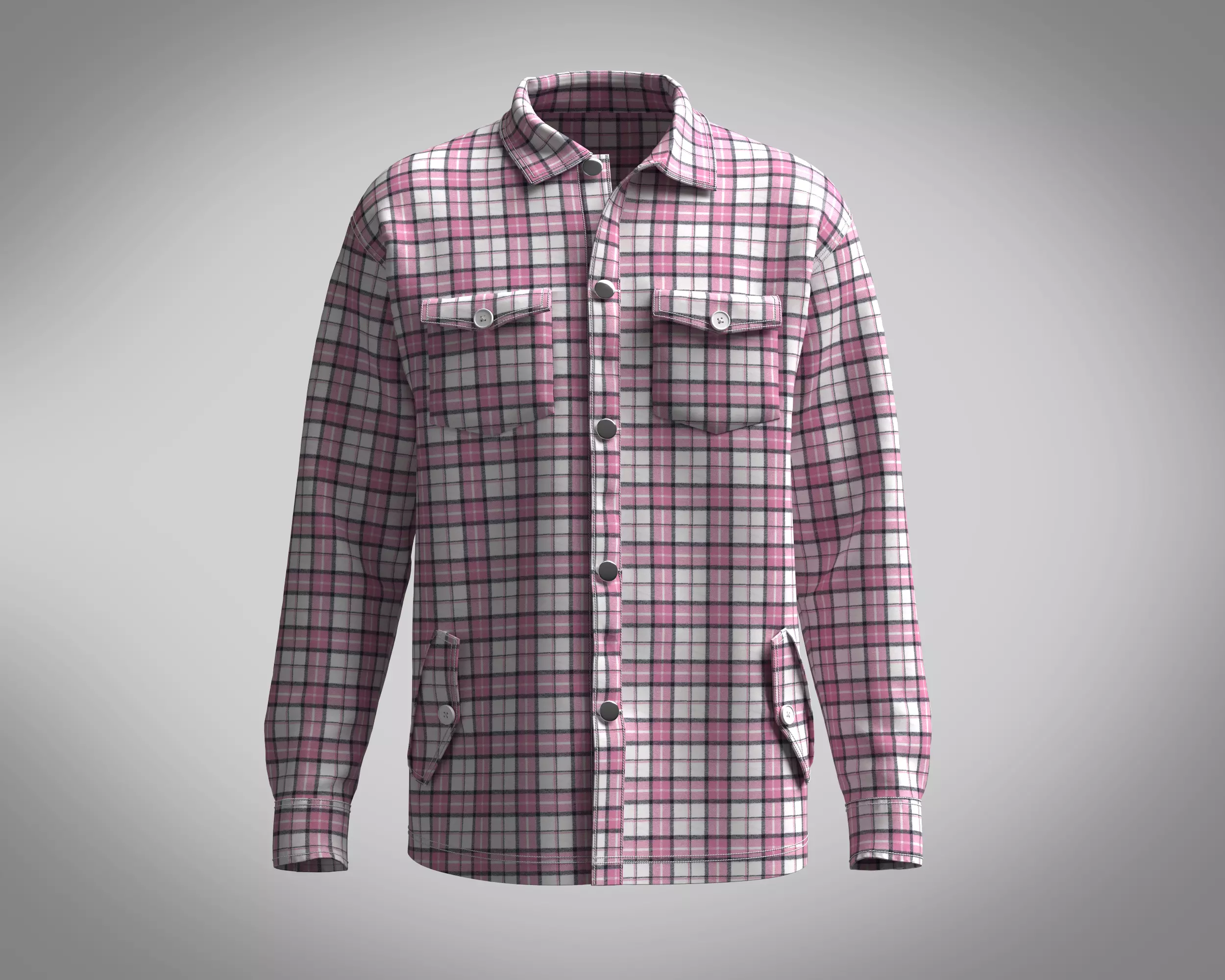 Shacket Pink Check  3D model_0
