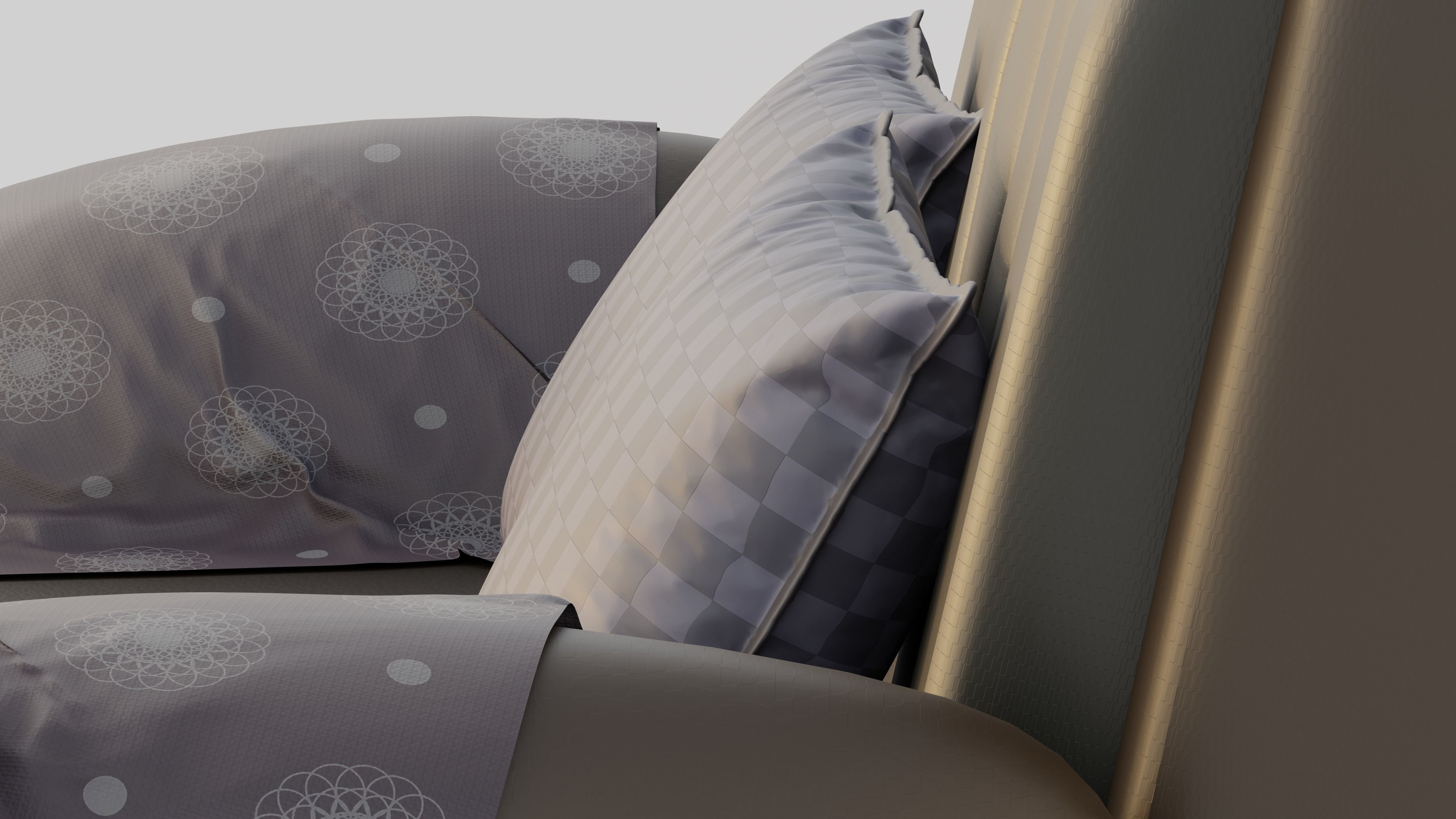 Rounded wedge arm sofa 3D model_3