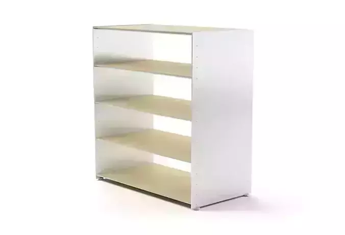 White Five Shelved Storage Unit 3D model
