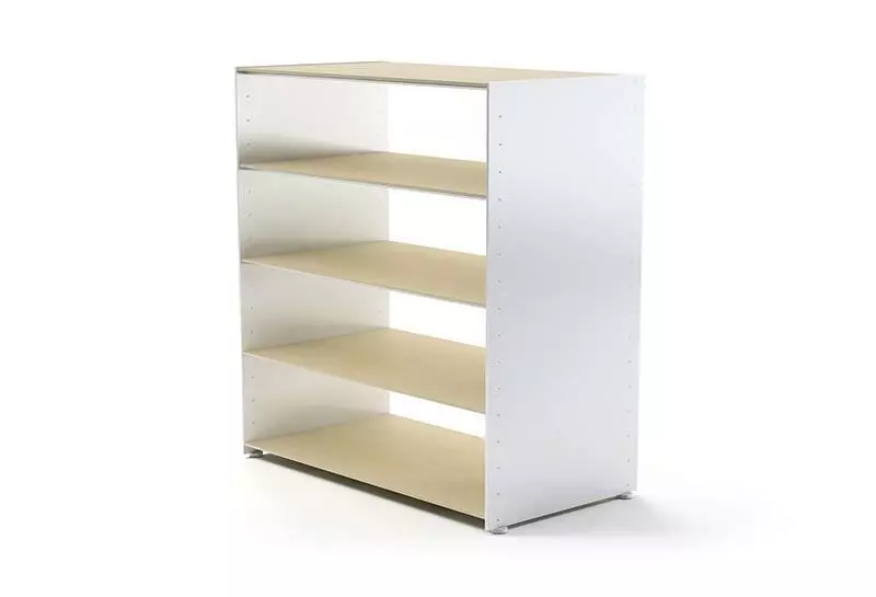 White Five Shelved Storage Unit 3D model_0