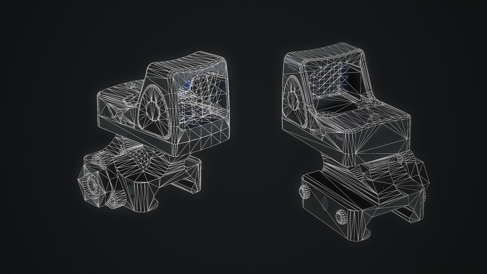 RDS Trijicon Adjustable RMR  and Trijicon Quick Release Mount Low-poly 3D model_5