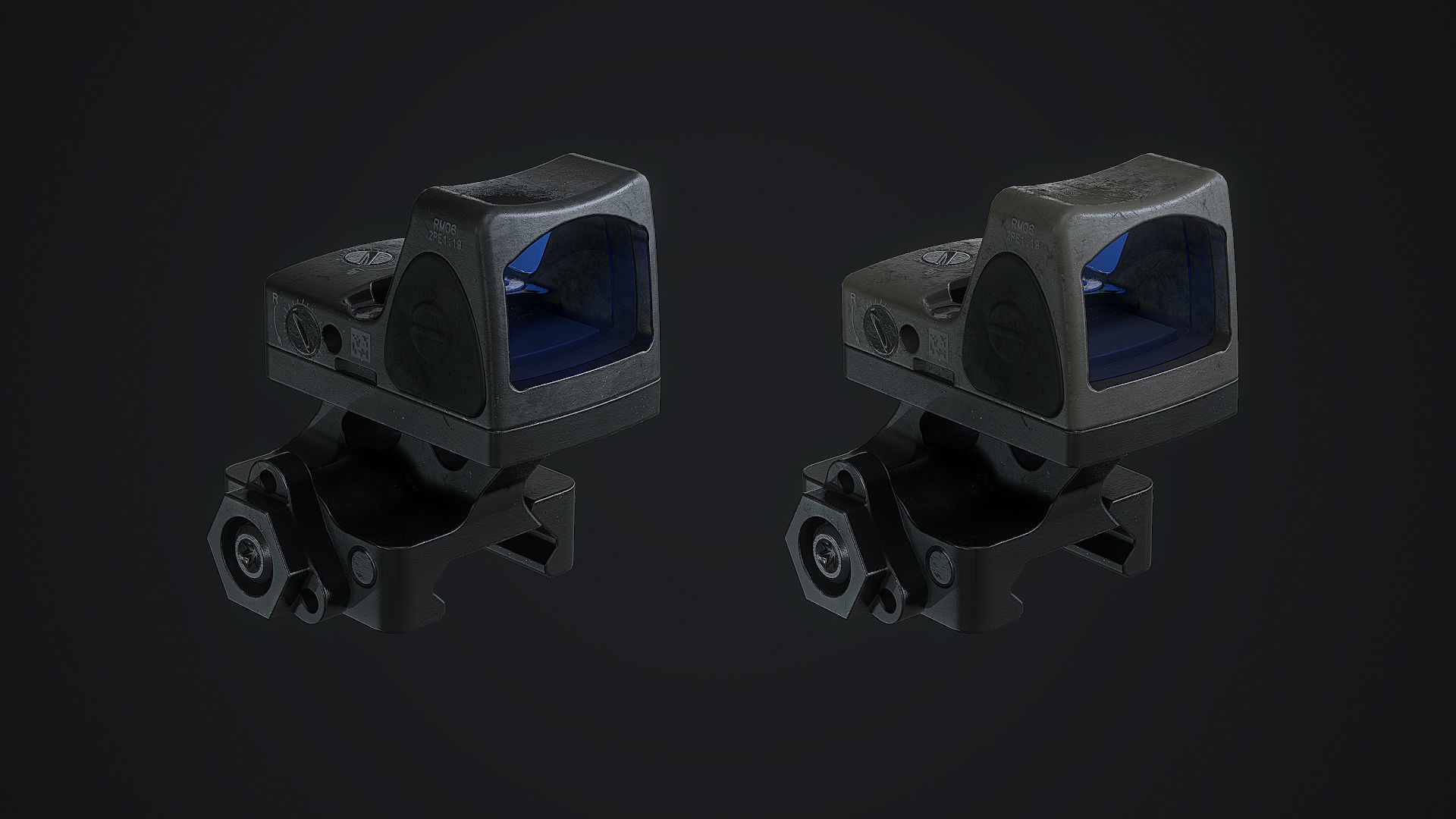 RDS Trijicon Adjustable RMR  and Trijicon Quick Release Mount Low-poly 3D model_1