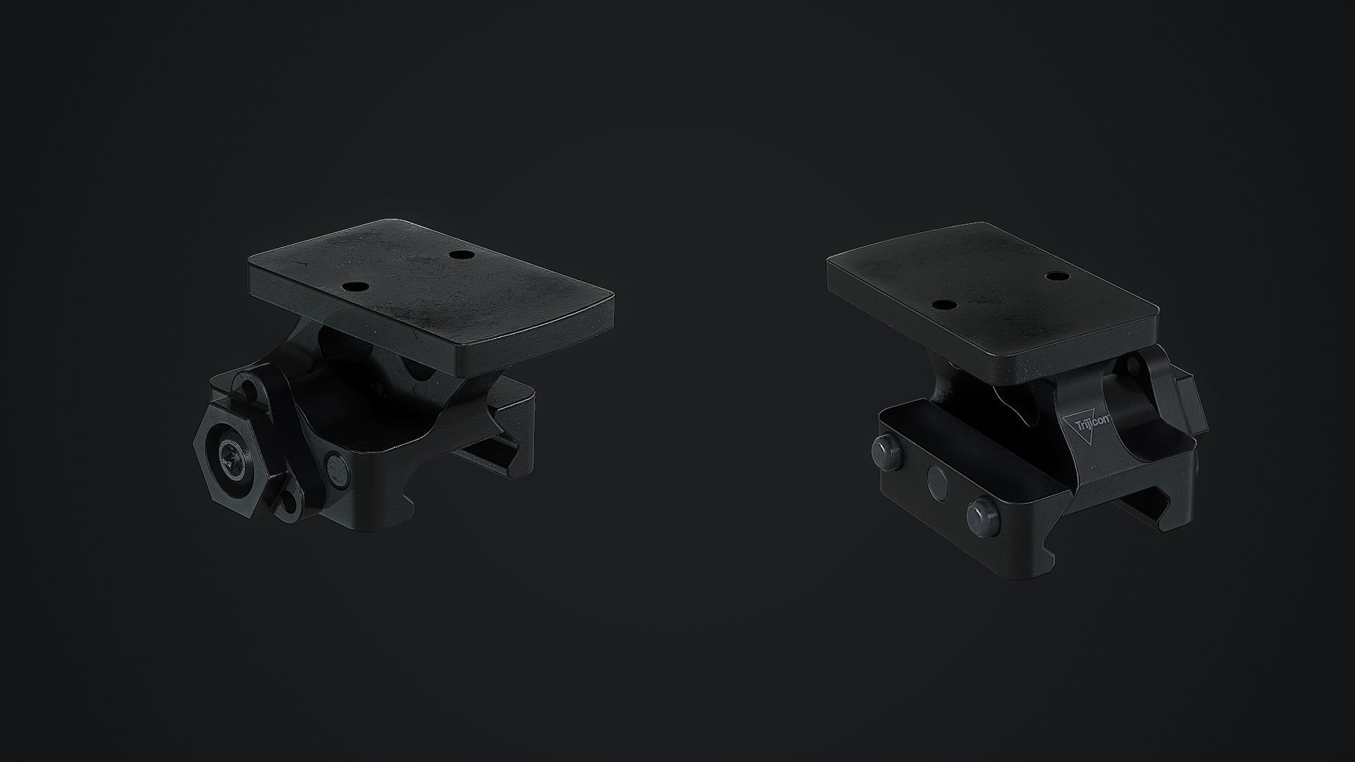 RDS Trijicon Adjustable RMR  and Trijicon Quick Release Mount Low-poly 3D model_4