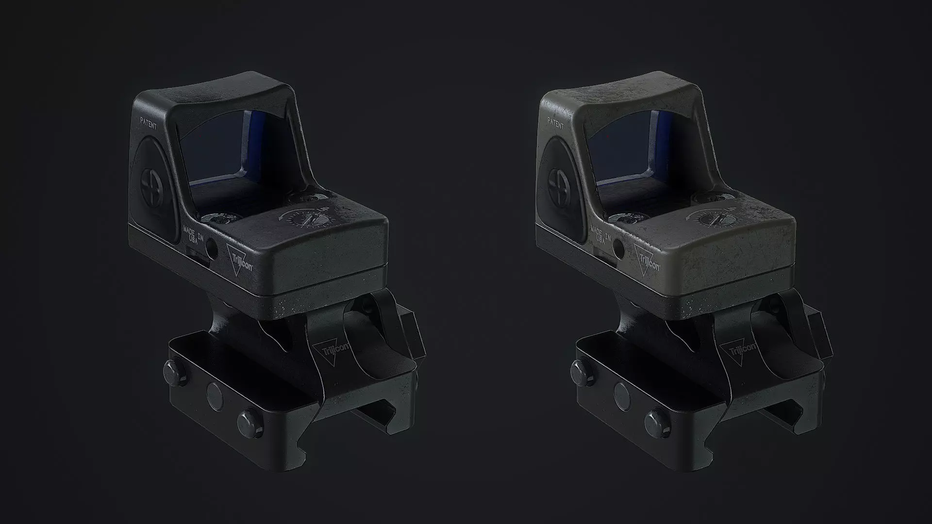 RDS Trijicon Adjustable RMR  and Trijicon Quick Release Mount Low-poly 3D model_0