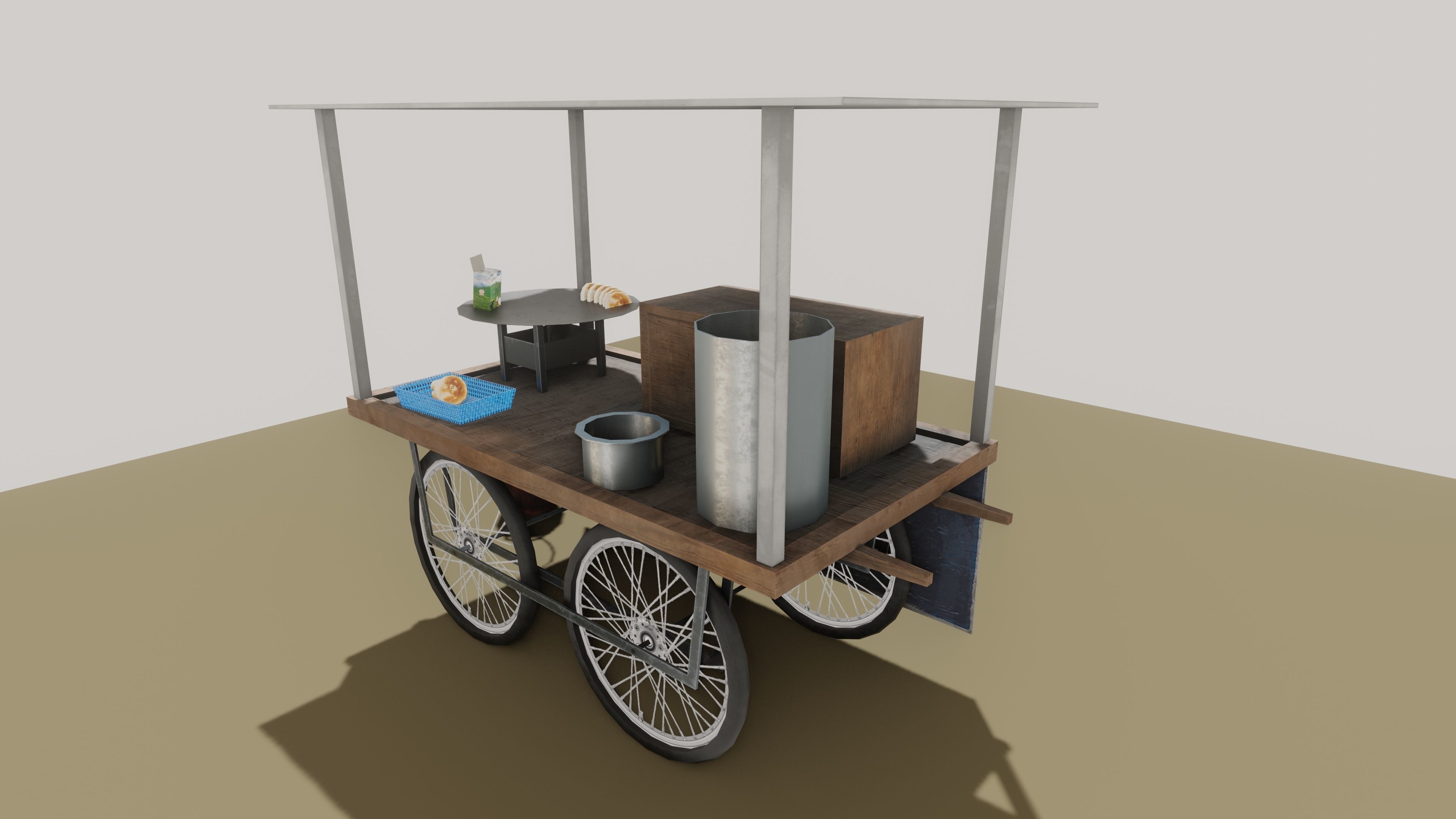 INDIAN PANIPURI CART Low-poly 3D model_5
