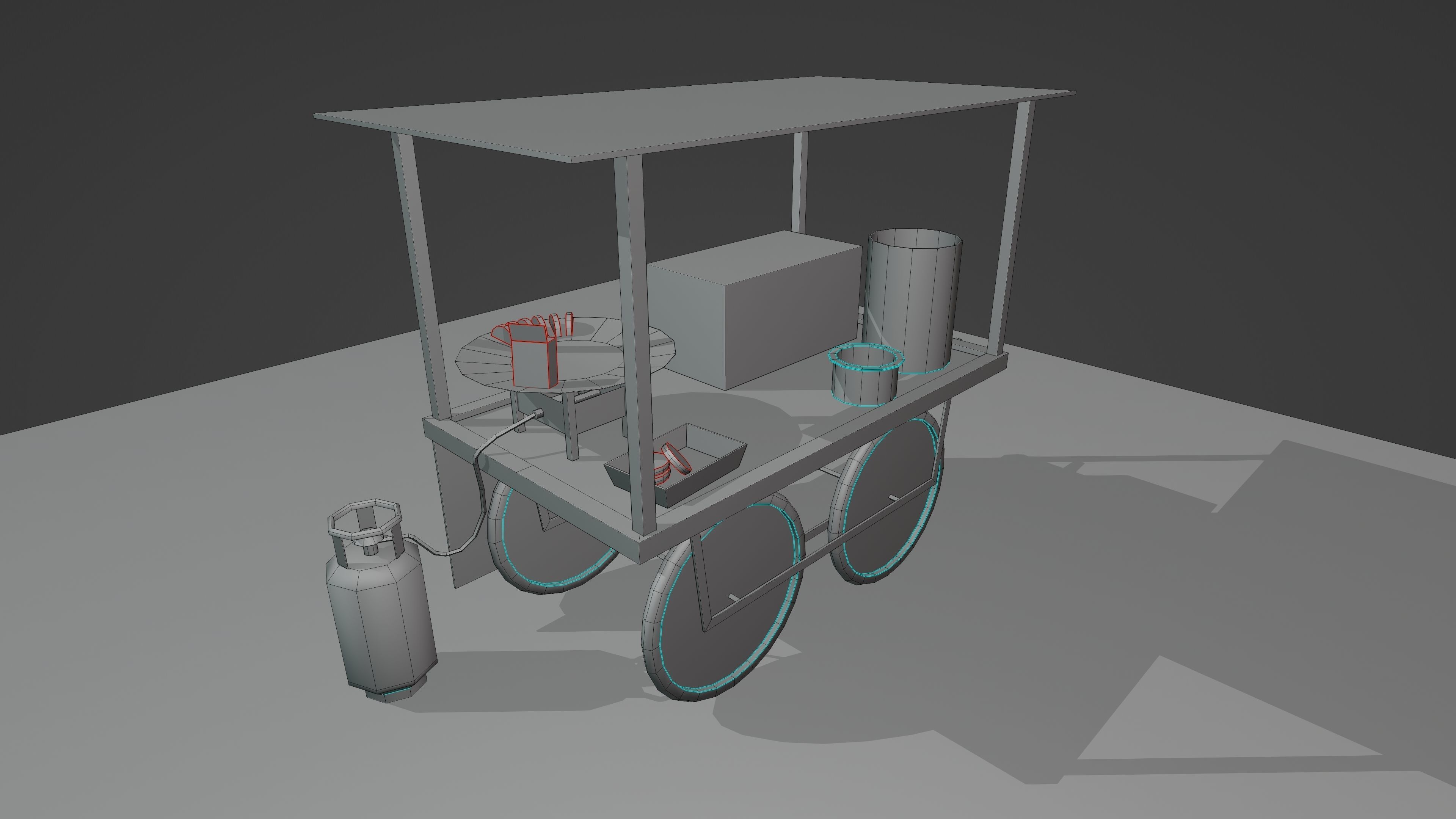 INDIAN PANIPURI CART Low-poly 3D model_14