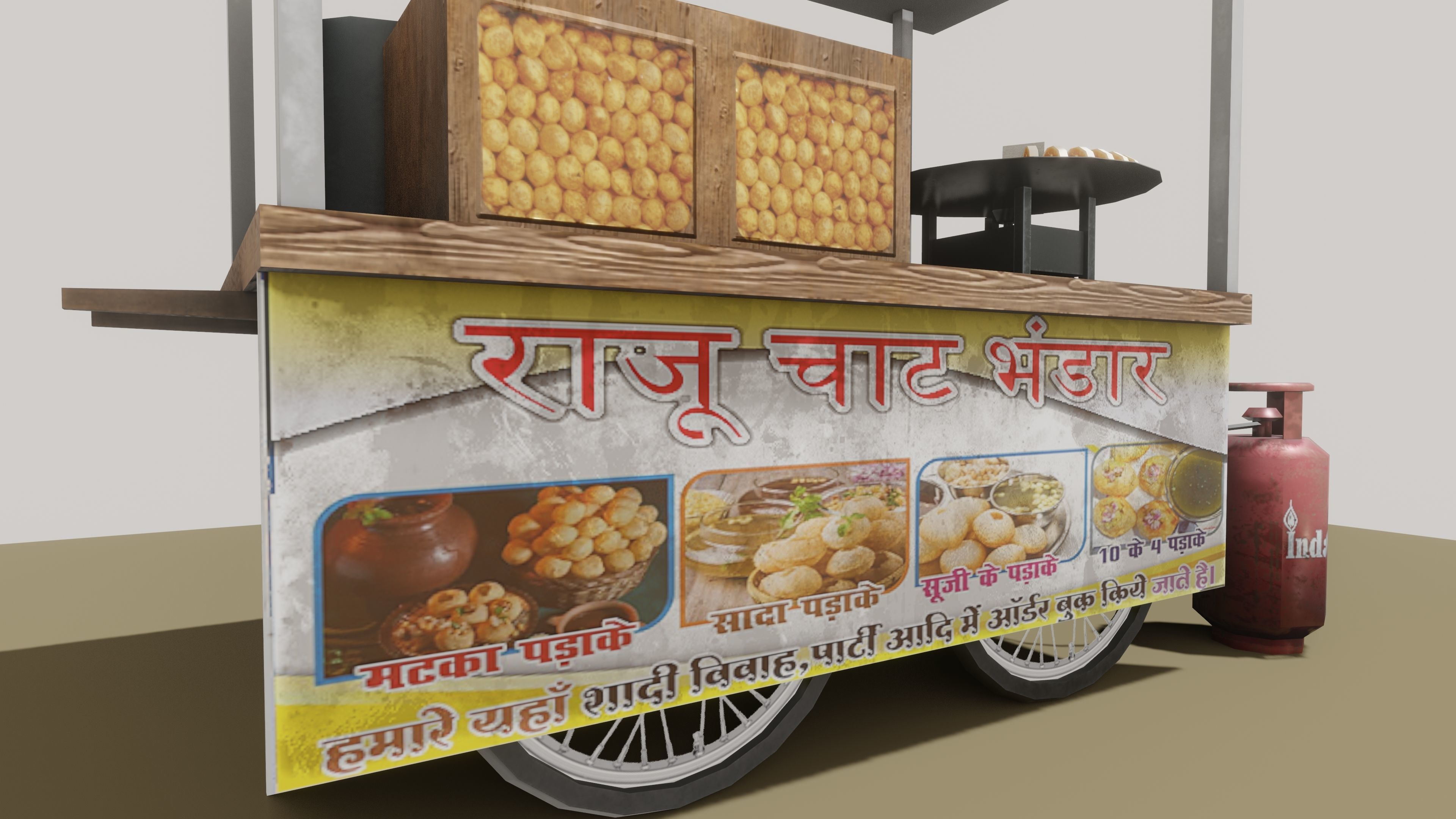 INDIAN PANIPURI CART Low-poly 3D model_10