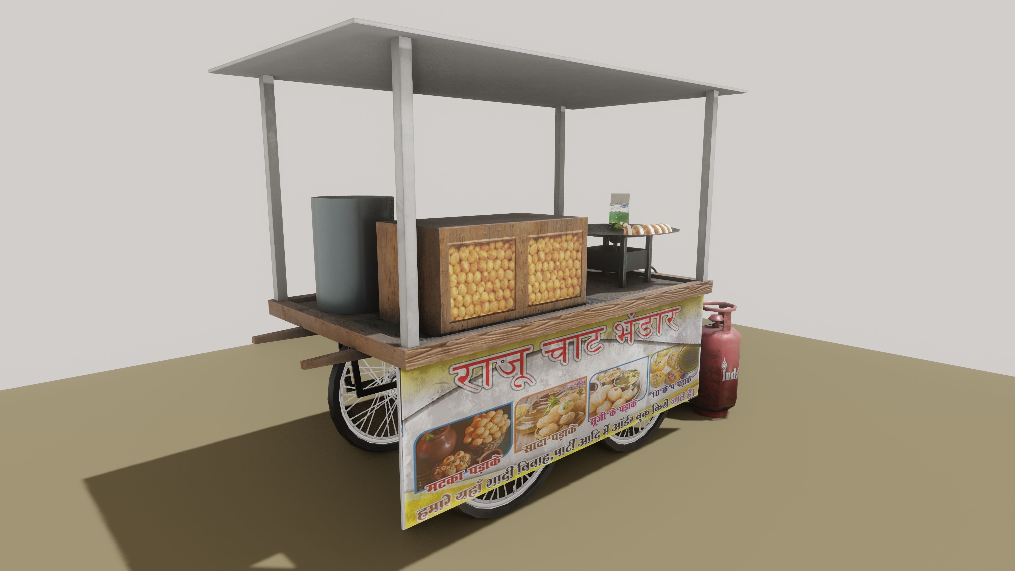 INDIAN PANIPURI CART Low-poly 3D model_4