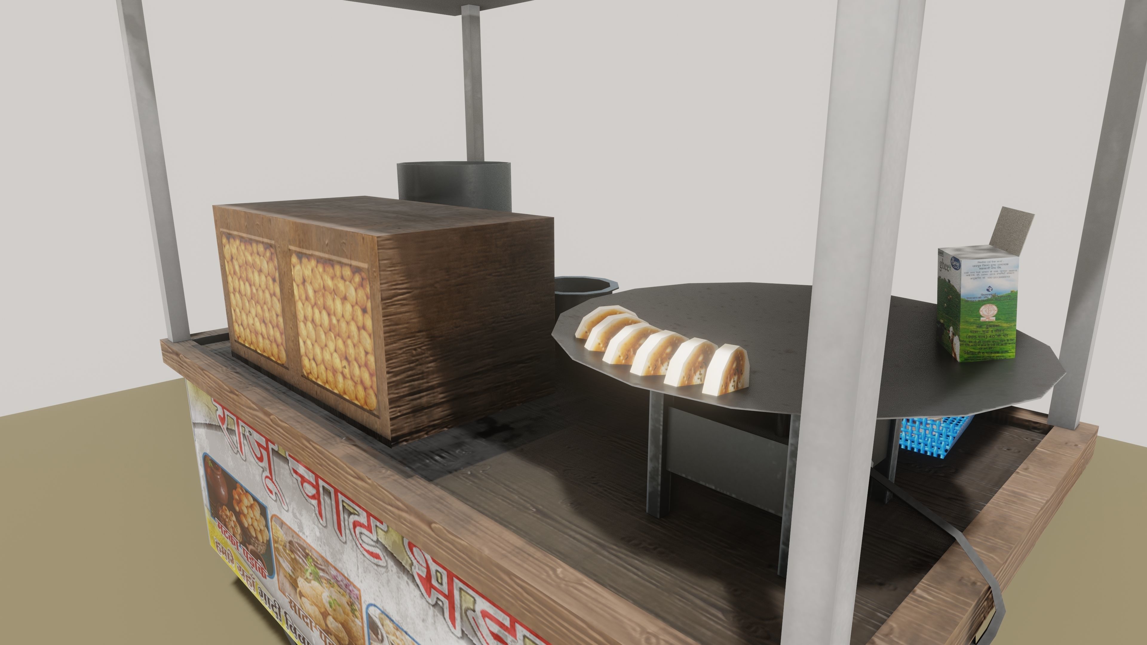 INDIAN PANIPURI CART Low-poly 3D model_8