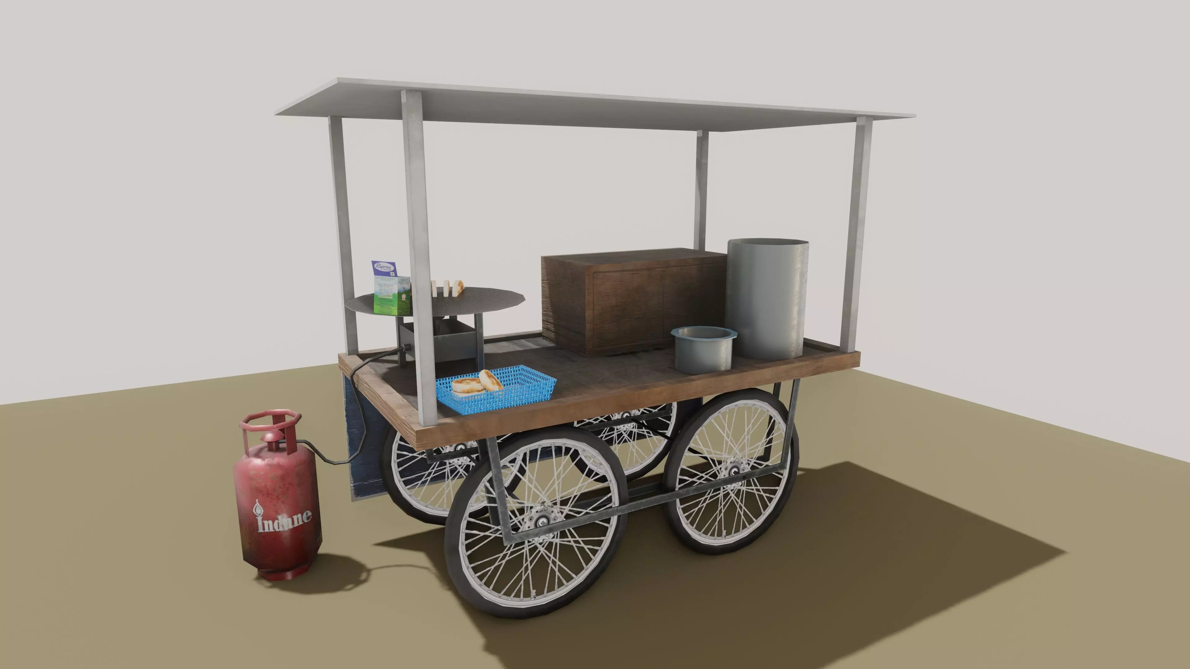 INDIAN PANIPURI CART Low-poly 3D model_0