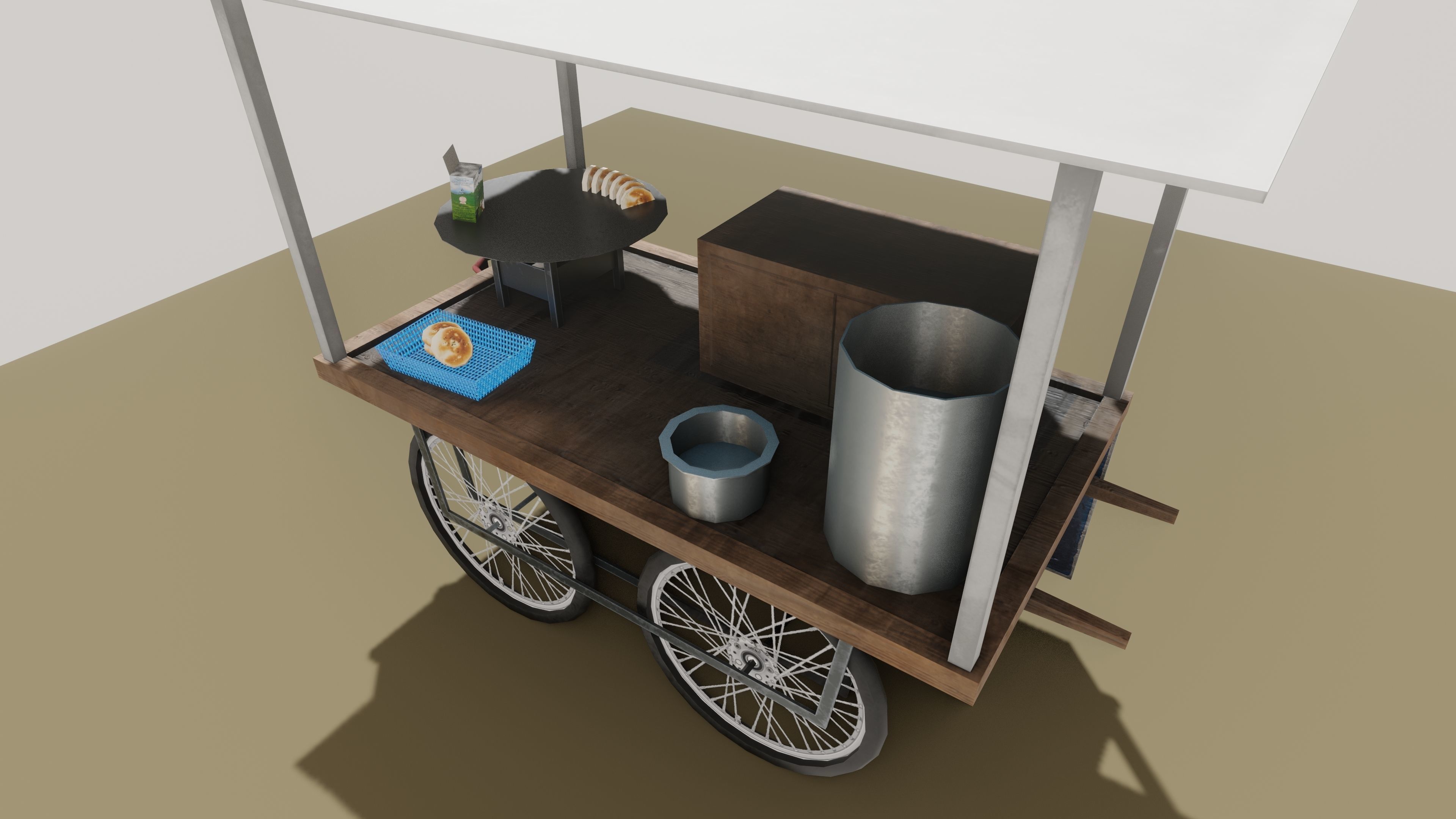 INDIAN PANIPURI CART Low-poly 3D model_7