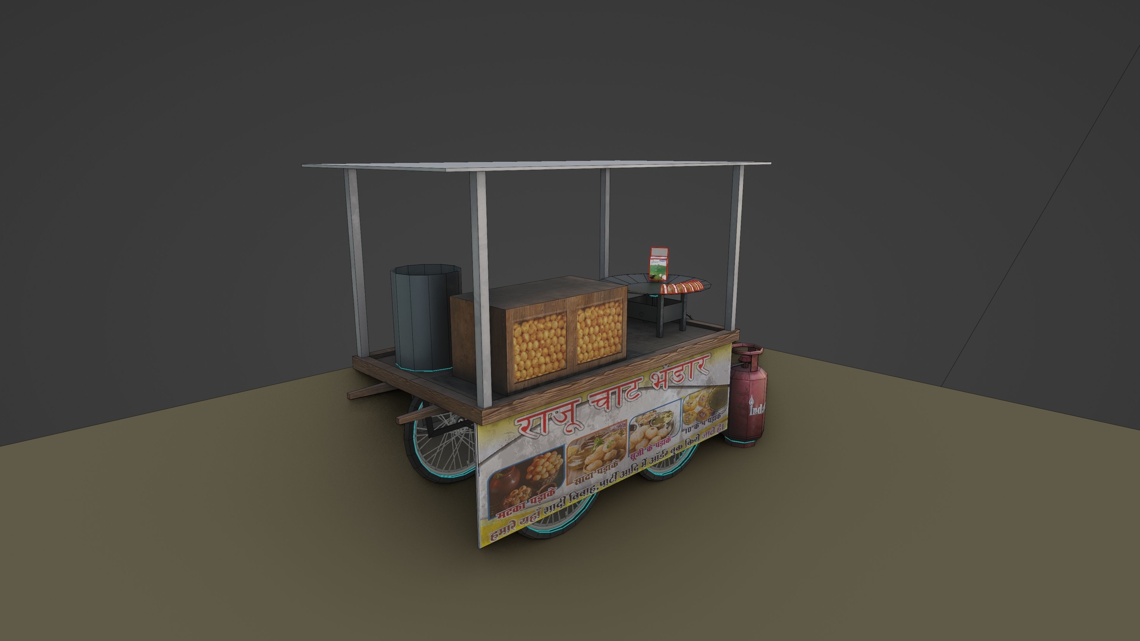 INDIAN PANIPURI CART Low-poly 3D model_15
