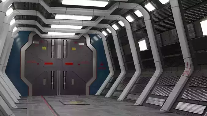 spaceship corridor Low-poly 3D model
