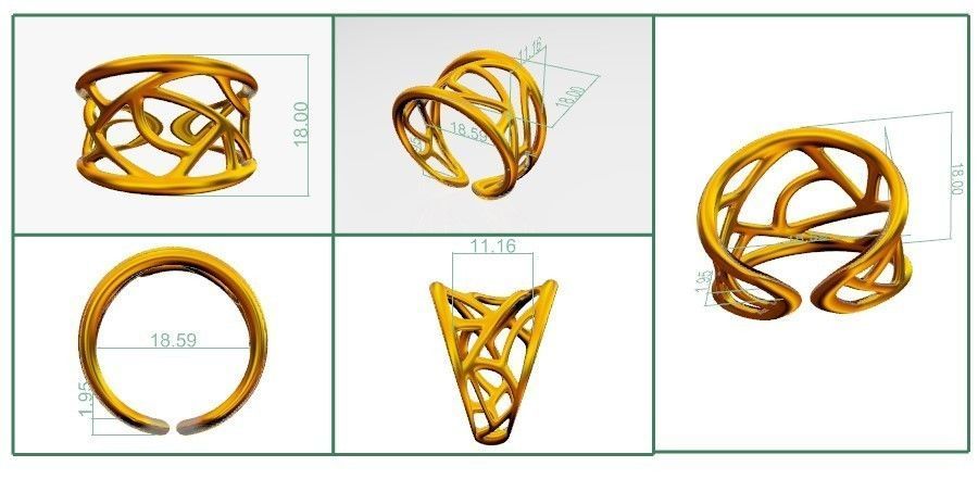 Adjustable Fashion 3D Print Ring with Real Photography 3D print model_3