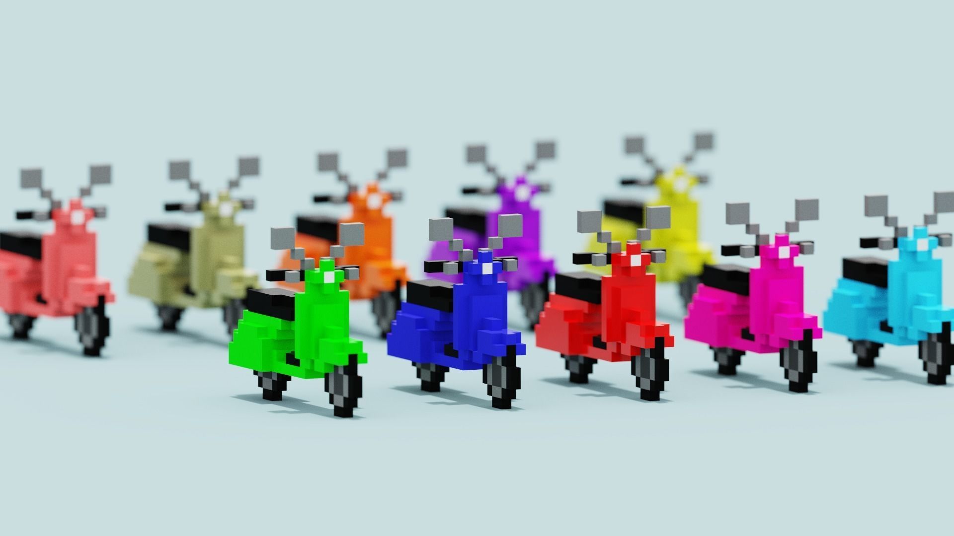 Voxel Vespa collection Low-poly 3D model_4