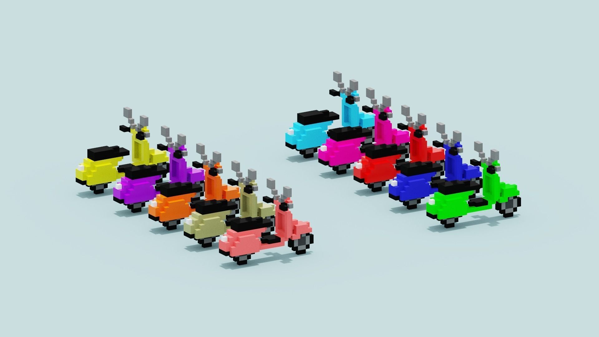 Voxel Vespa collection Low-poly 3D model_16