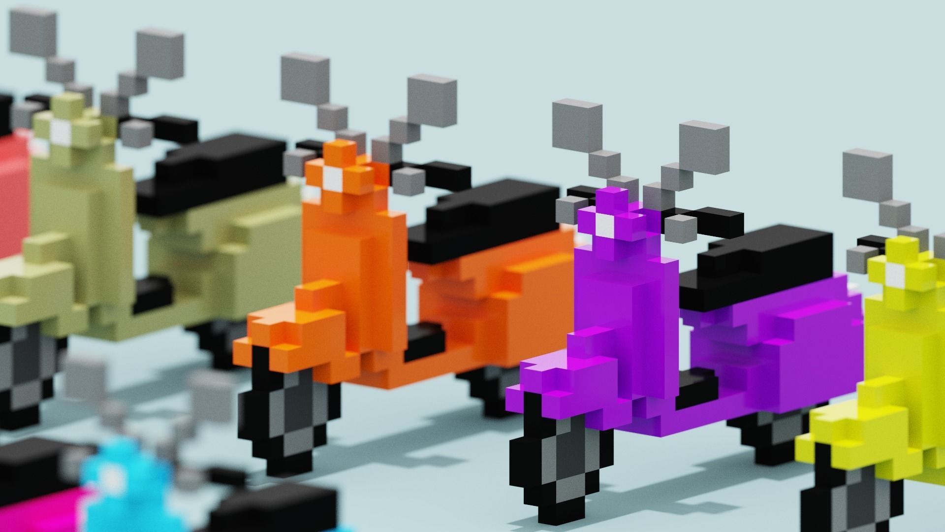 Voxel Vespa collection Low-poly 3D model_2
