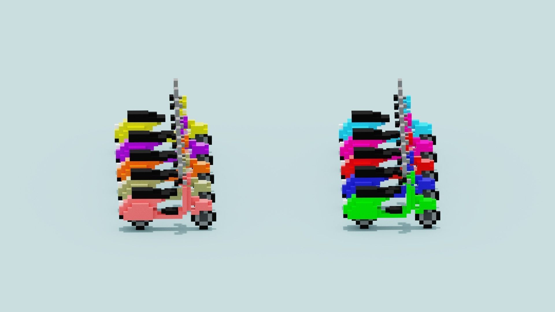 Voxel Vespa collection Low-poly 3D model_17