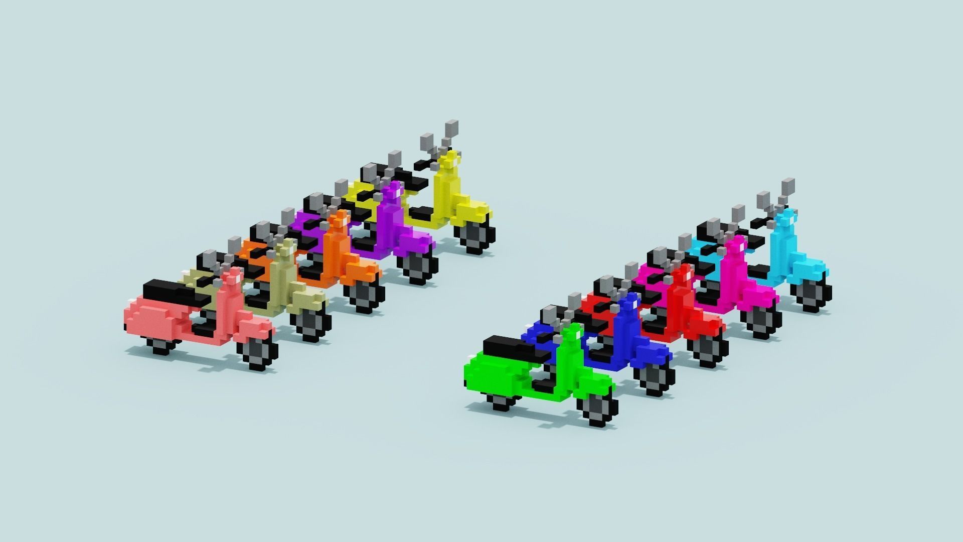 Voxel Vespa collection Low-poly 3D model_18