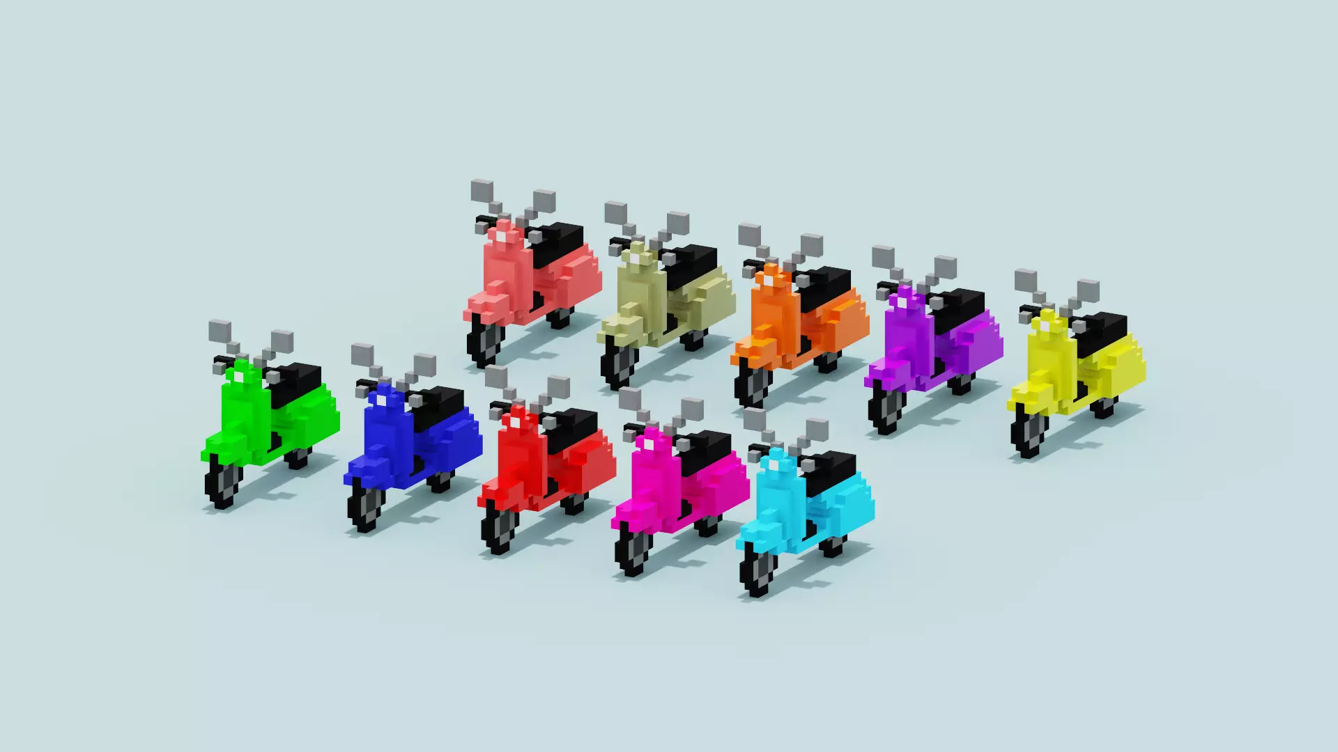 Voxel Vespa collection Low-poly 3D model_0