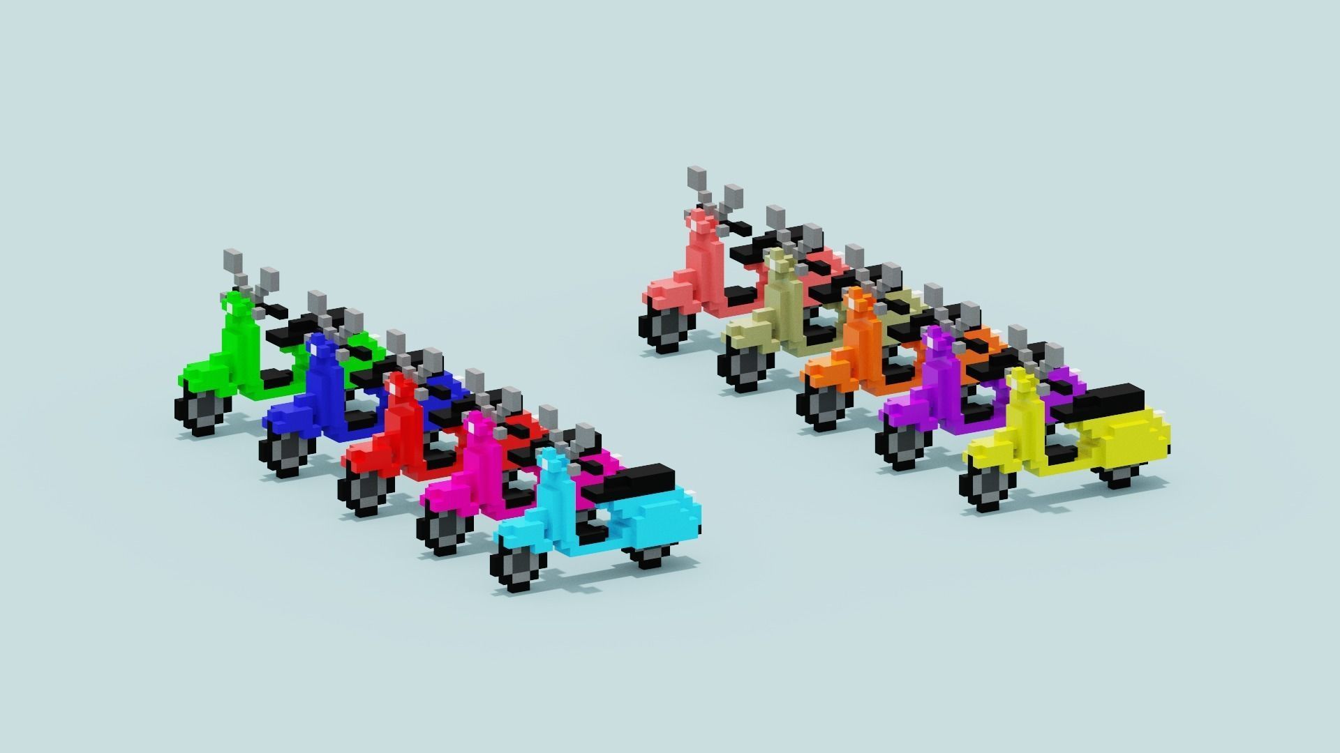 Voxel Vespa collection Low-poly 3D model_10