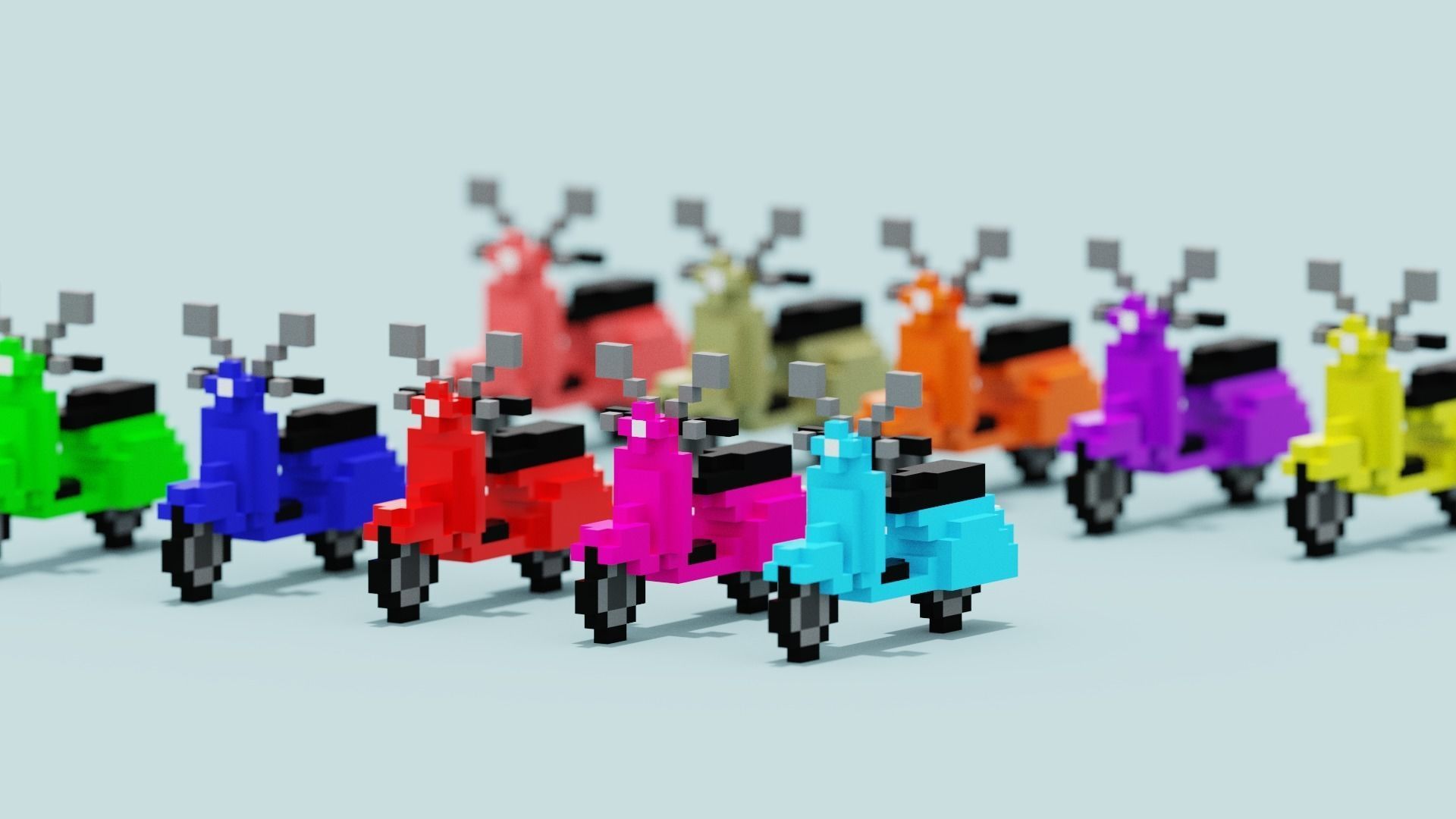 Voxel Vespa collection Low-poly 3D model_9
