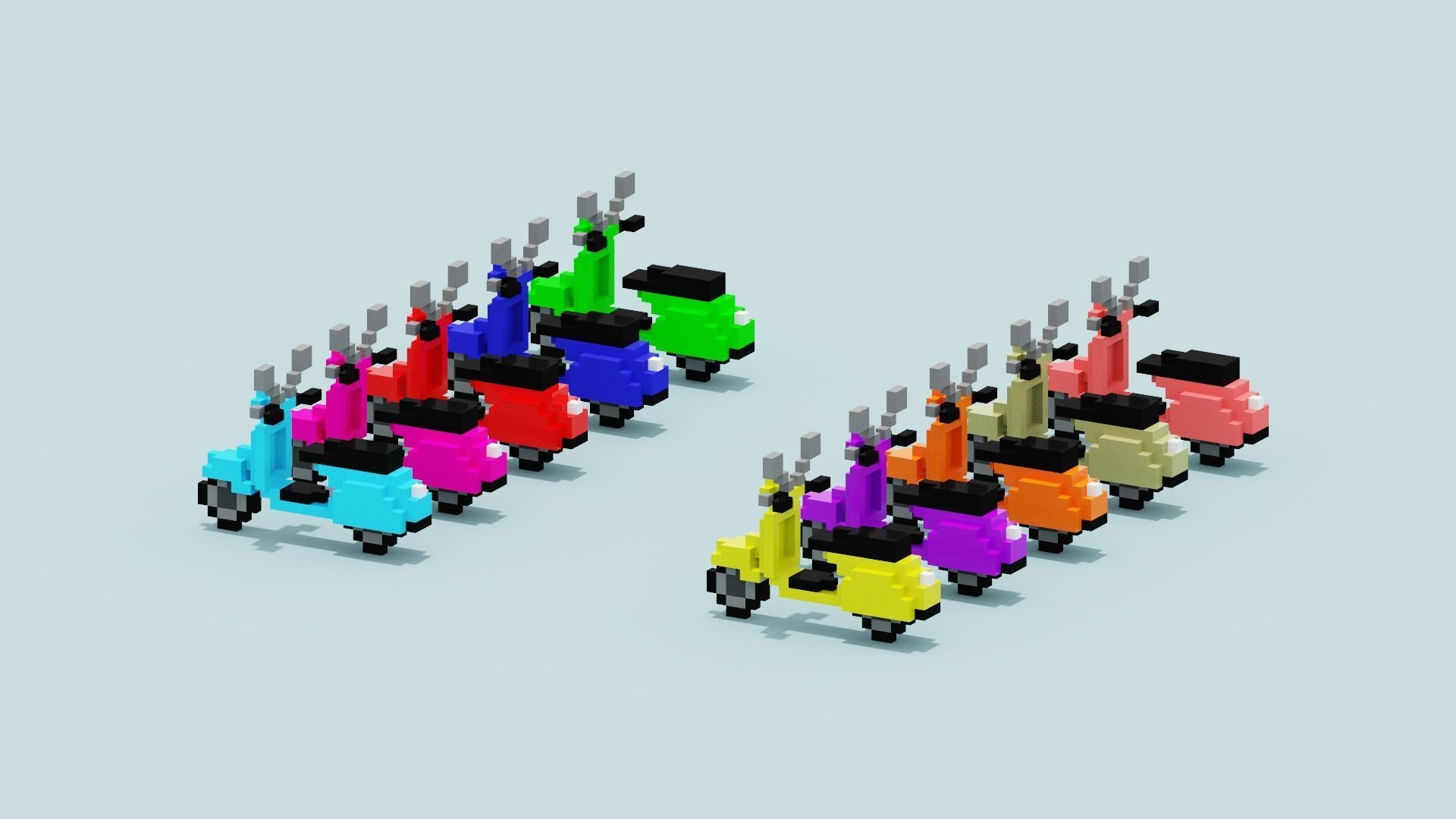 Voxel Vespa collection Low-poly 3D model_12