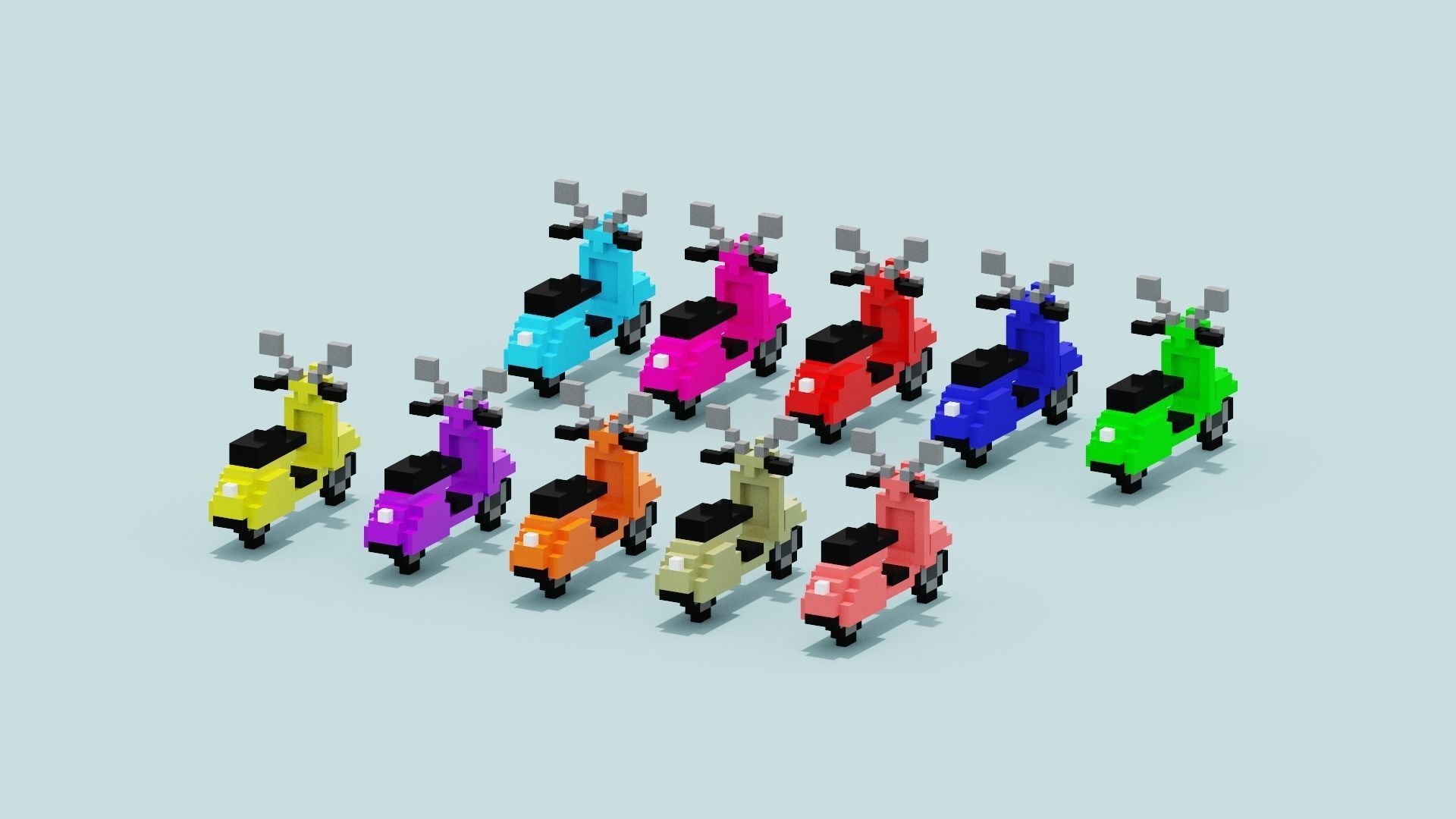 Voxel Vespa collection Low-poly 3D model_15